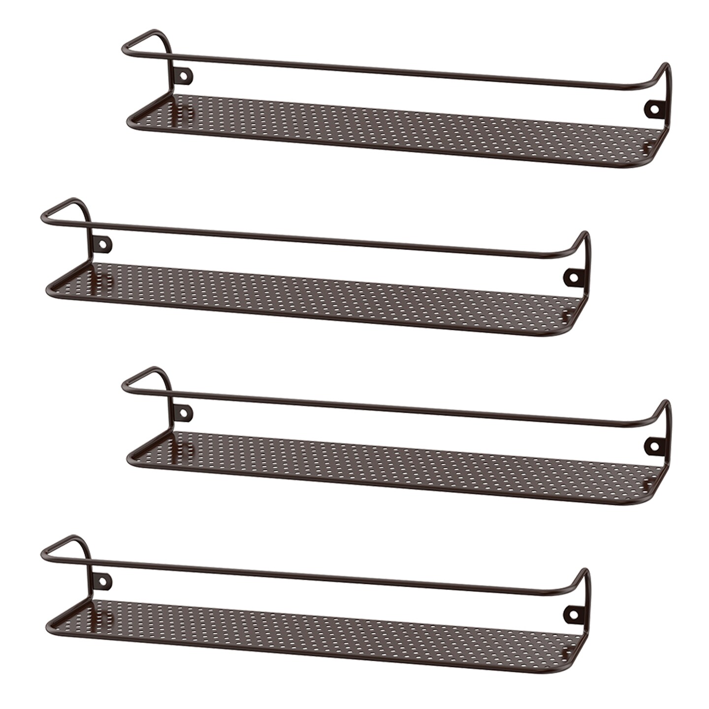 4pcs Large Brown Tiered Spice Rack – Step Shelf Organizer for Kitchen Cabinet, Countertop & Pantry Storage