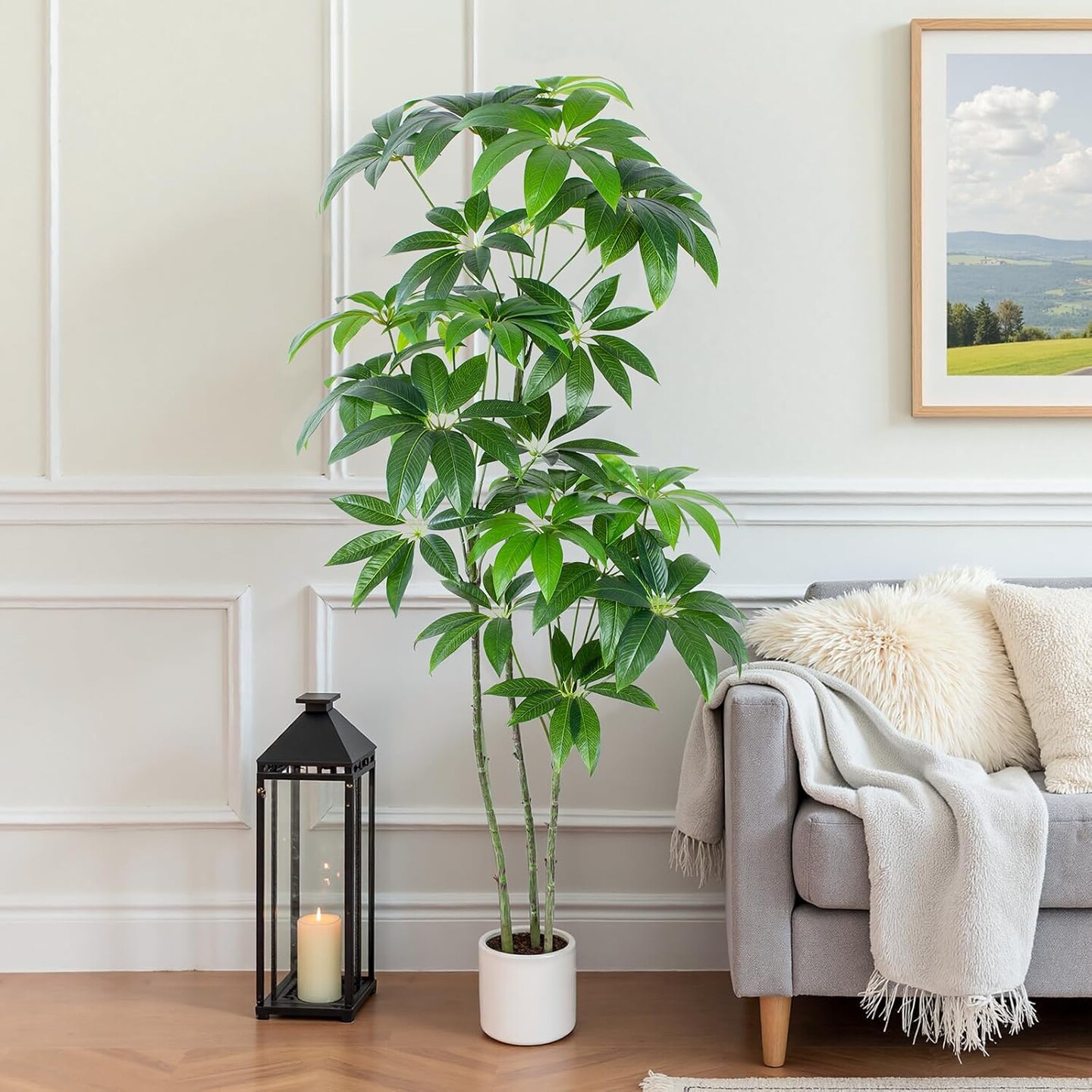 Money Tree Artificial - 6 FT Tall Fake Tree with Decorative planters - Large Faux Plants Lifelike Branches &#x26; Foliage - Artificial Plants Indoor for Home Office Living Room Decor