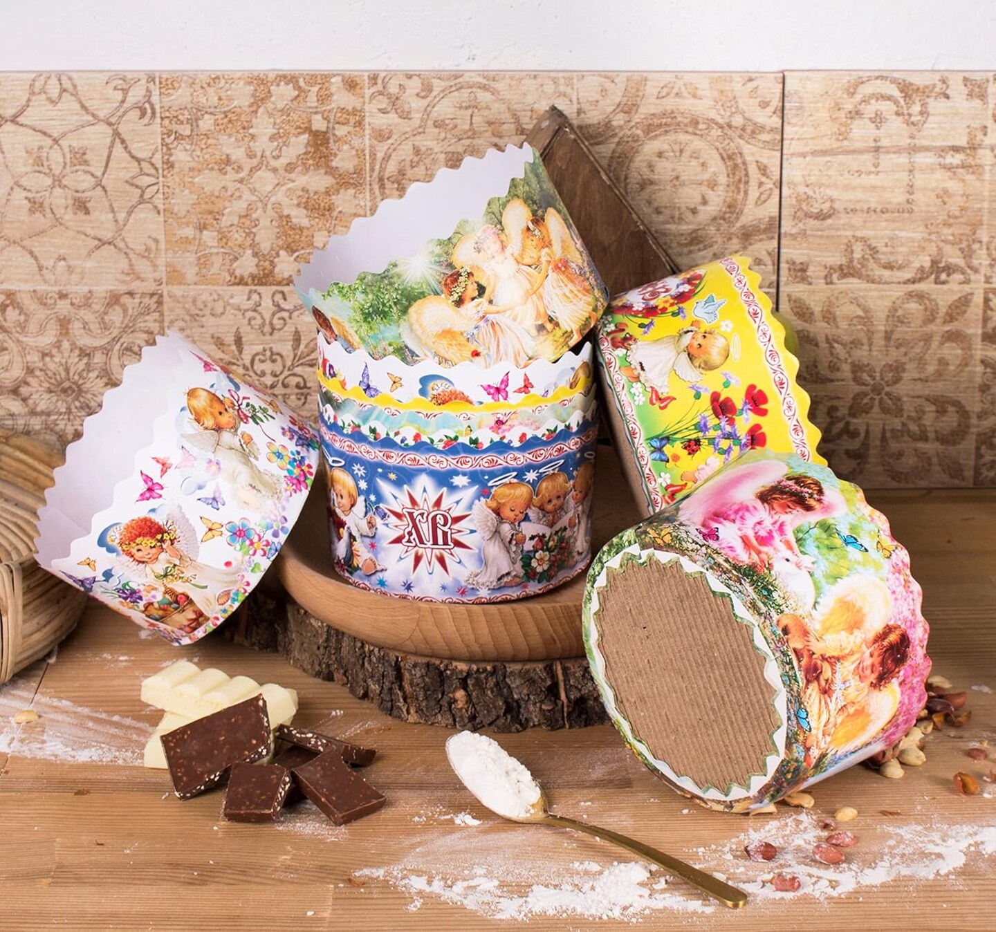 15 oz Easter Bread Paper Mold Paska |12 pcs| Kulich Mold Easter Bread Forms - Large Panettone Paper Mold Kulich Paper Mold - W 5.1 x H 3.35-In