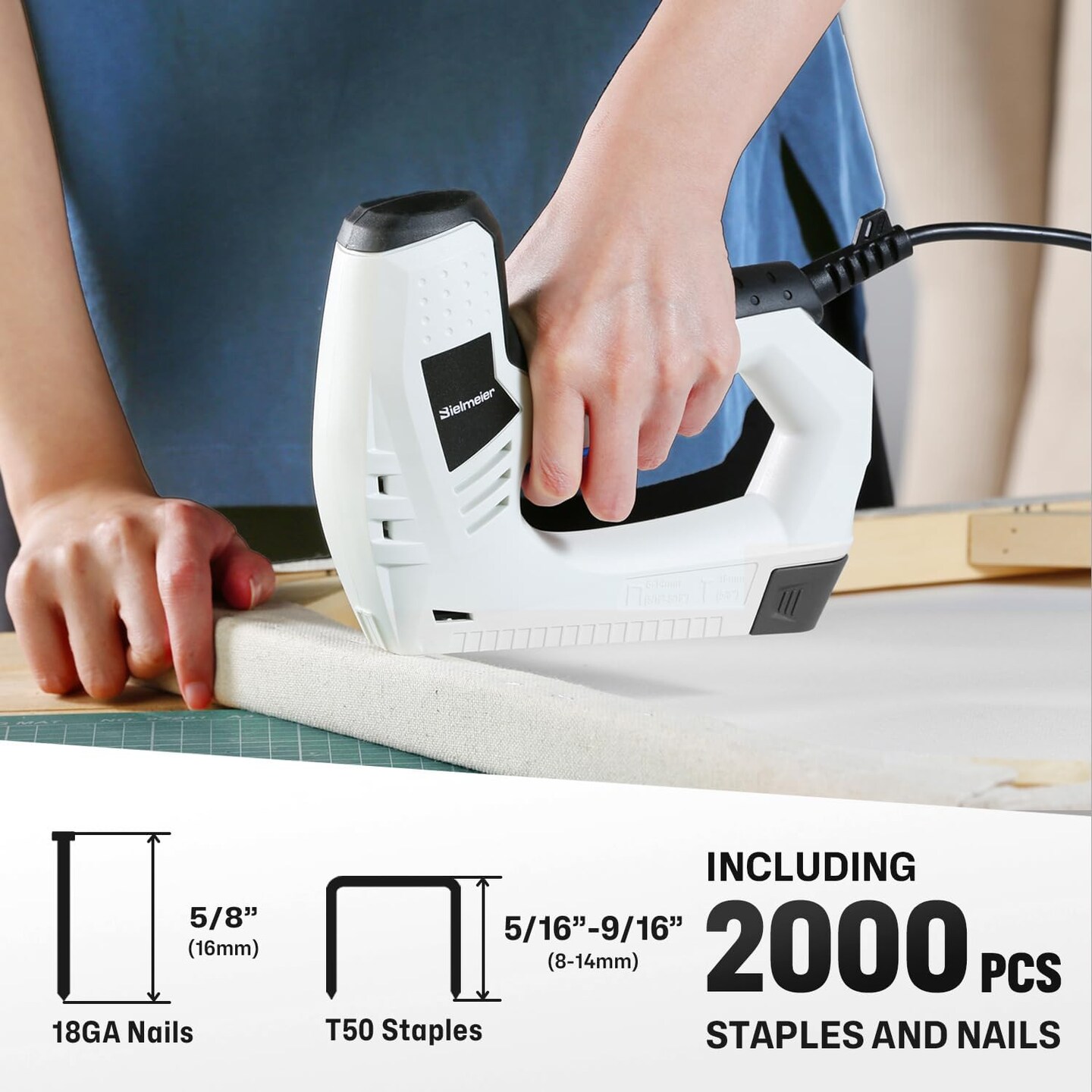 Electric Staple Gun, 2-in-1 Staple Gun Brad Nailer Including 2000Pcs Staples and Nails, 120V Corded Nail Gun Electric Stapler Heavy Duty for DIY Projects, Upholster and Woodworking