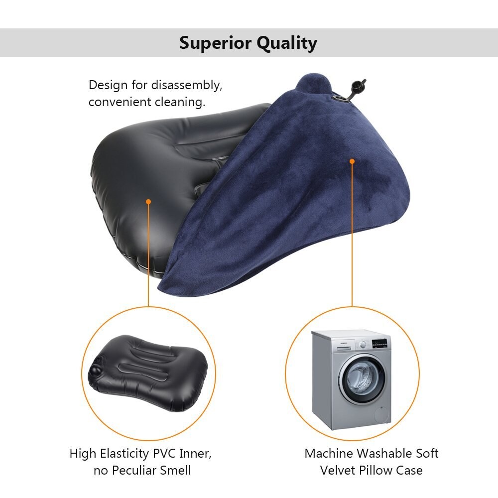 Camper Tool Lightweight, Compact, Soft Velvet Inflatable Travel Pillow