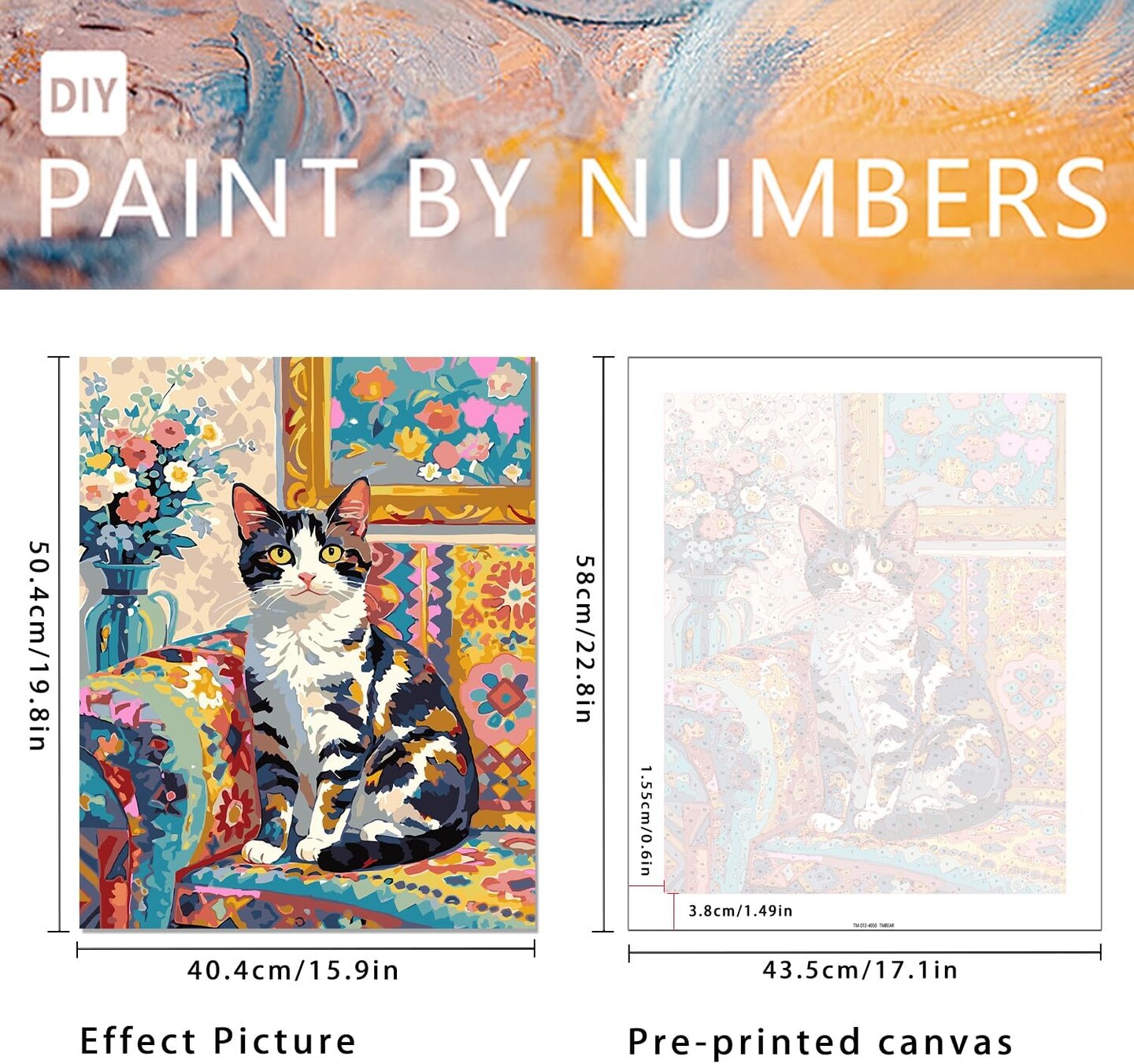 Paint by Numbers Kit for Adults Beginners,16&#x22; Wx20 L 2 Pack Canvas for Painting Kits for Adults in Colorful Box-Cat Allure and Sunset Glow