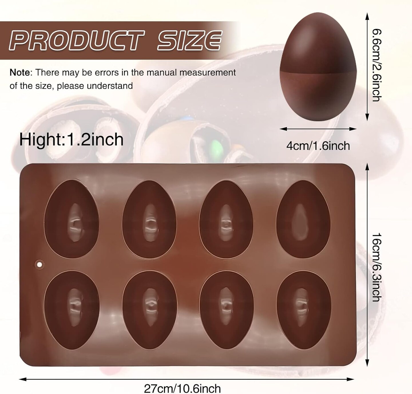 2-pack Easter Egg Silicone Molds for Cake Decorating,Peanut Butter Chocolate, Candy, Muffin Cake, Cupcake, Jello, Jello, Baking Pan,Yogurt and Ice Cream Non Stick Easter Egg Shaped Silicone Molds
