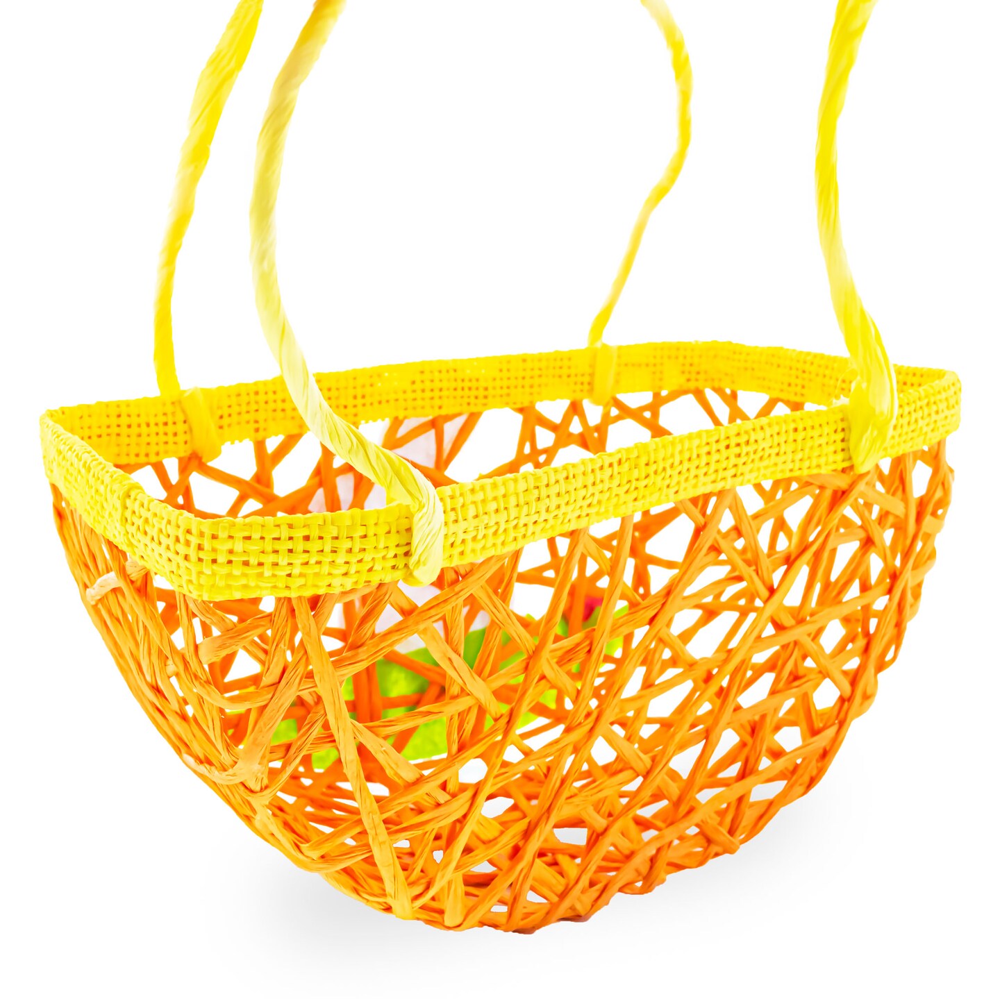 Set of 2 Easter Baskets with White Bunny and Flowers