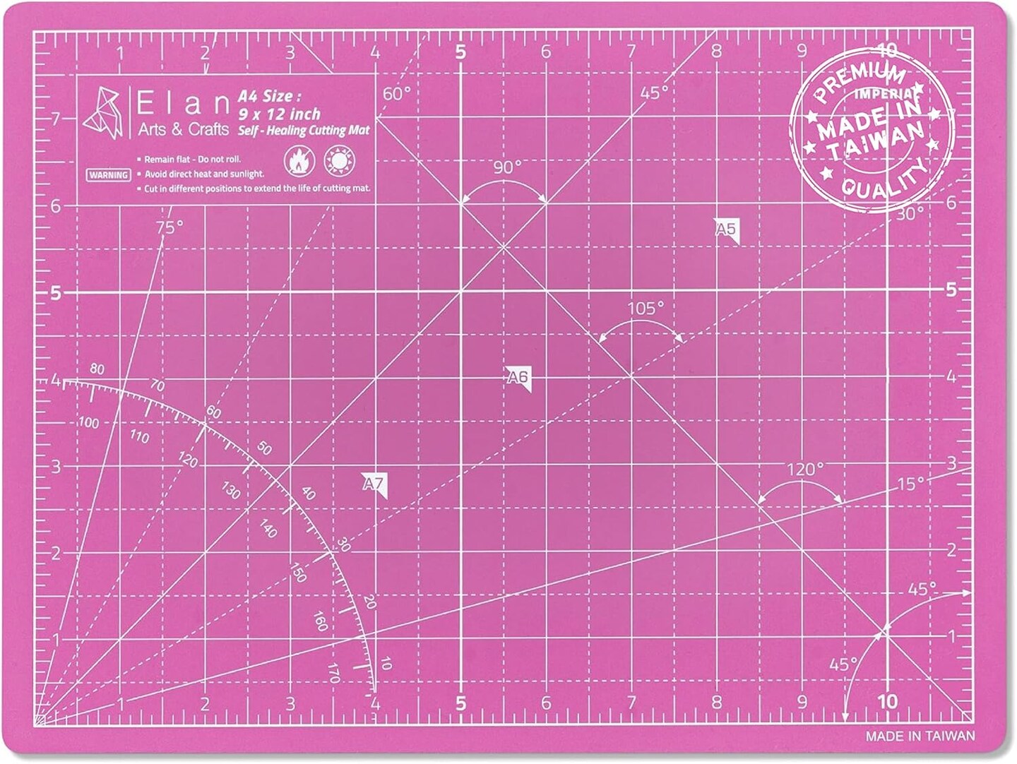 Cutting Mat A4 Pink &#x26; Purple, Self Healing Cutting Mat 12 x 9 INCH, 5-Ply Craft Mat Pink, Hobby Cutting Mat 12x9 INCH, Fabric Cutting Board for Crafts, Quilting Cutting Board, Craft Cutting Mat