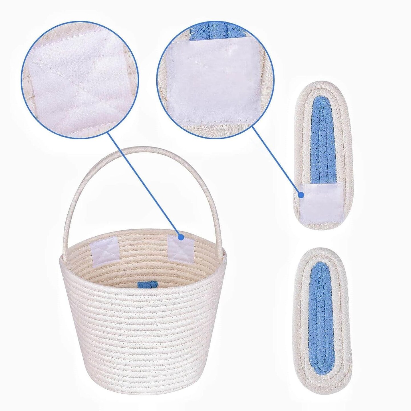 Easter Baskets Empty Kids Easter Hunt Basket,Soft Skin-Friendly Baby First Easter Basket Handwoven Easter Bunny Basket Storage Easter Eggs Easter Decor