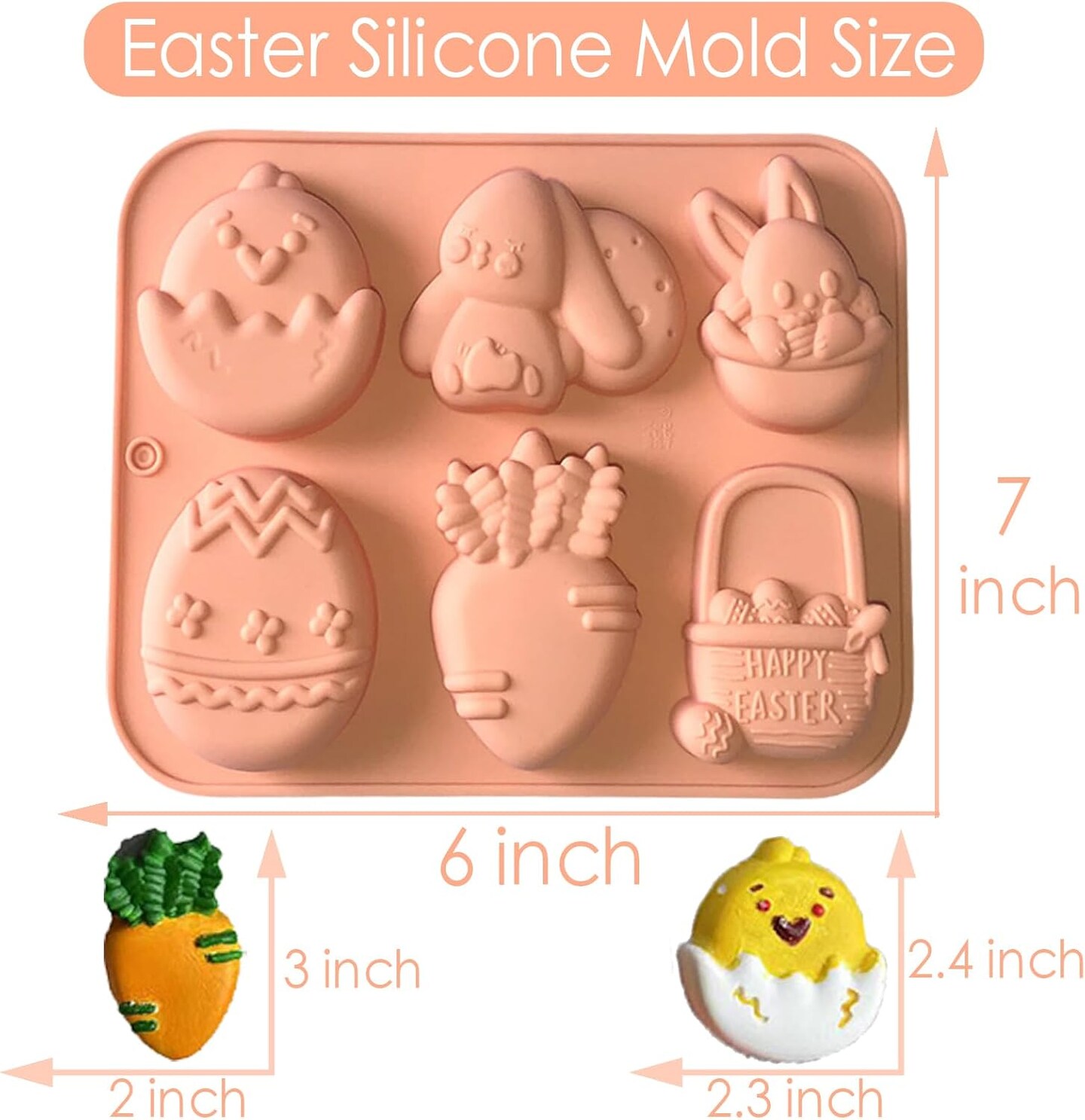 Easter Chocolate Molds Silicone, Bunny Egg Gummy Candy Molds Silicone Shapes for Baking Resin Soap Wax Melts Ice Cube Jelly