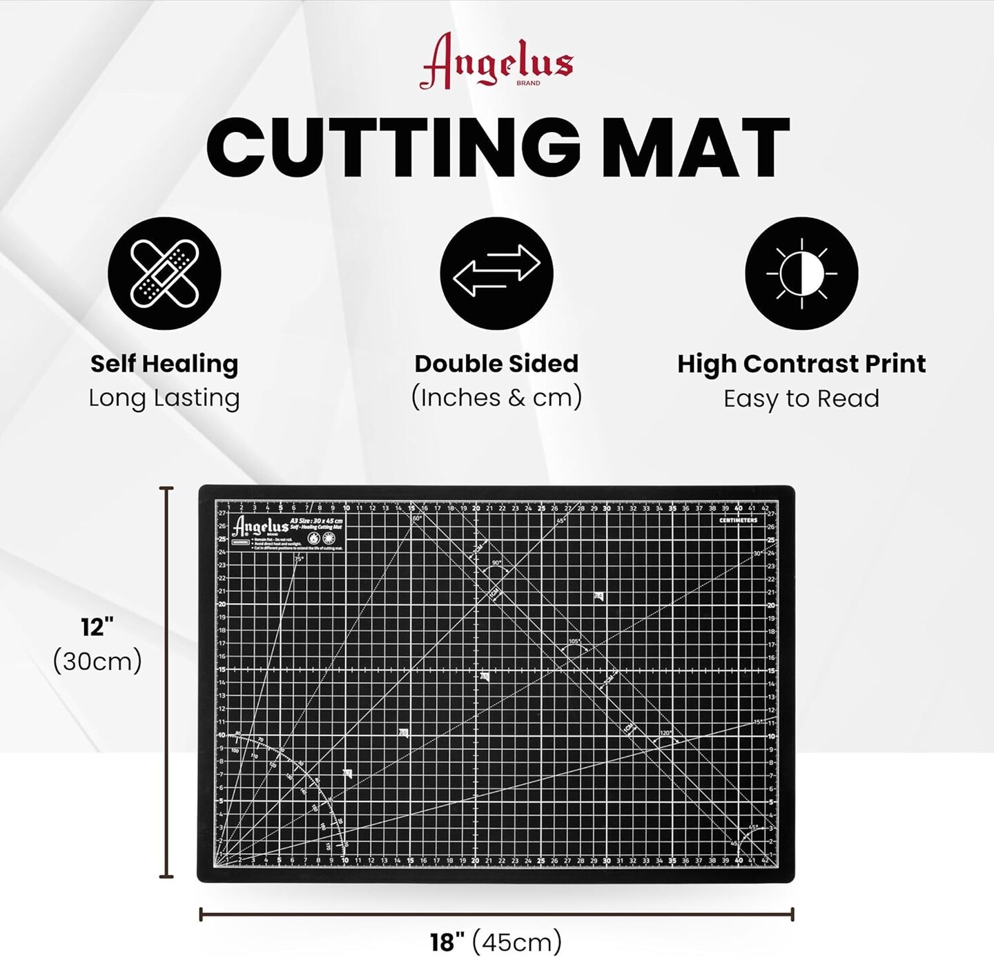 Self-Healing Cutting Mat, Double Sided, Non-Slip, Durable, Scratch-Resistant Rotary Cutting Board for Leather, Craft, Fabric, Quilting, Sewing, Scrapbooking Projects (12&#x22; x 18&#x22;)