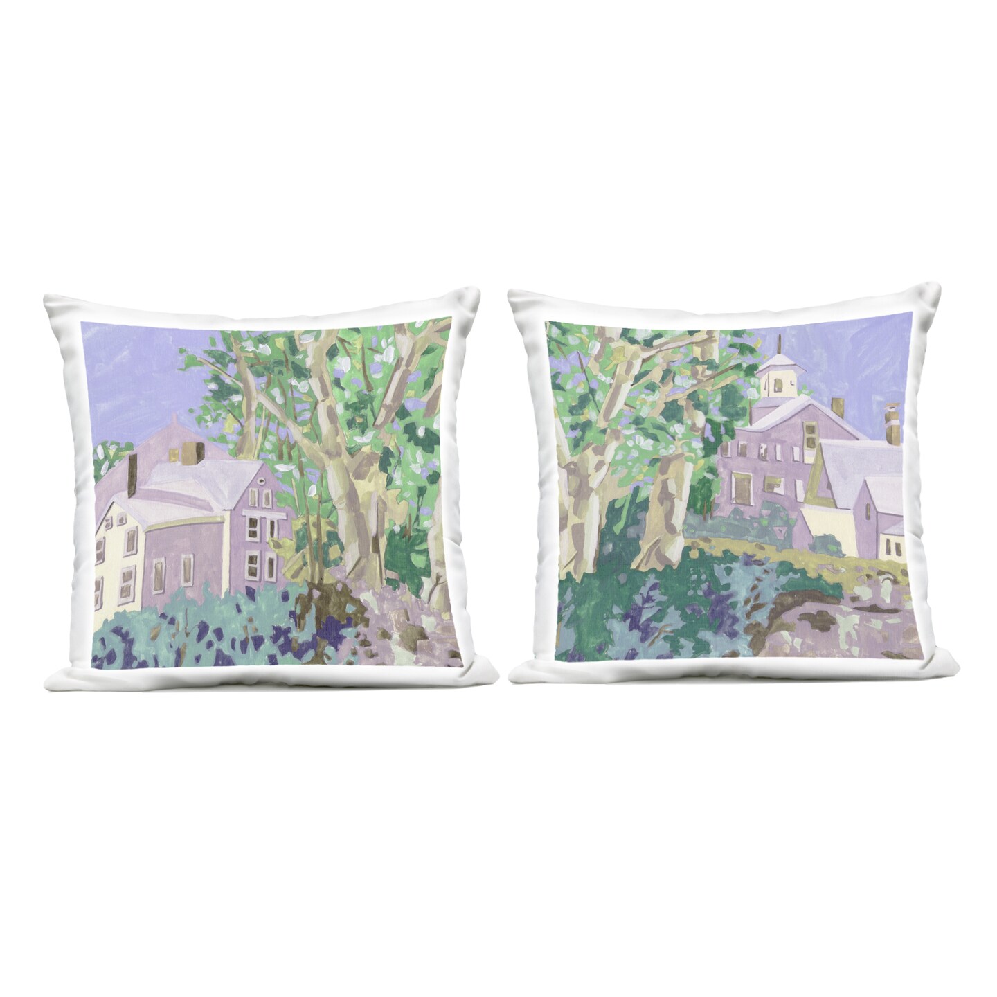 Stupell Industries Quaint Scenic Houses 2pc Outdoor Printed Throw Pillow Set Design by Melissa Wang, 18 x 7 x 18