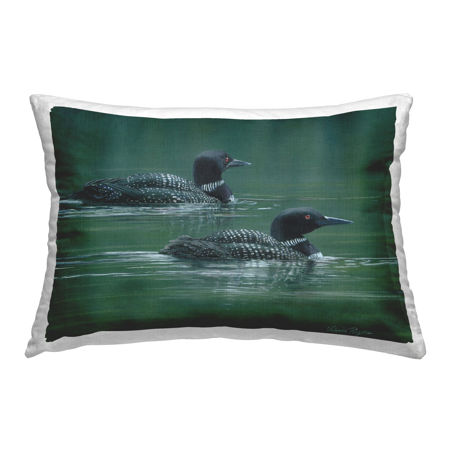 Stupell Industries Peaceful Loon Duo Decorative Printed Throw Pillow Design by Valerie Rogers, 14 x 7 x 20