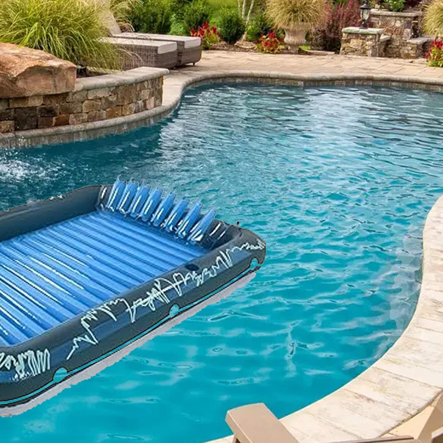 Comfortable Inflatable Pool Lounger for Sunbathing | CLear Green