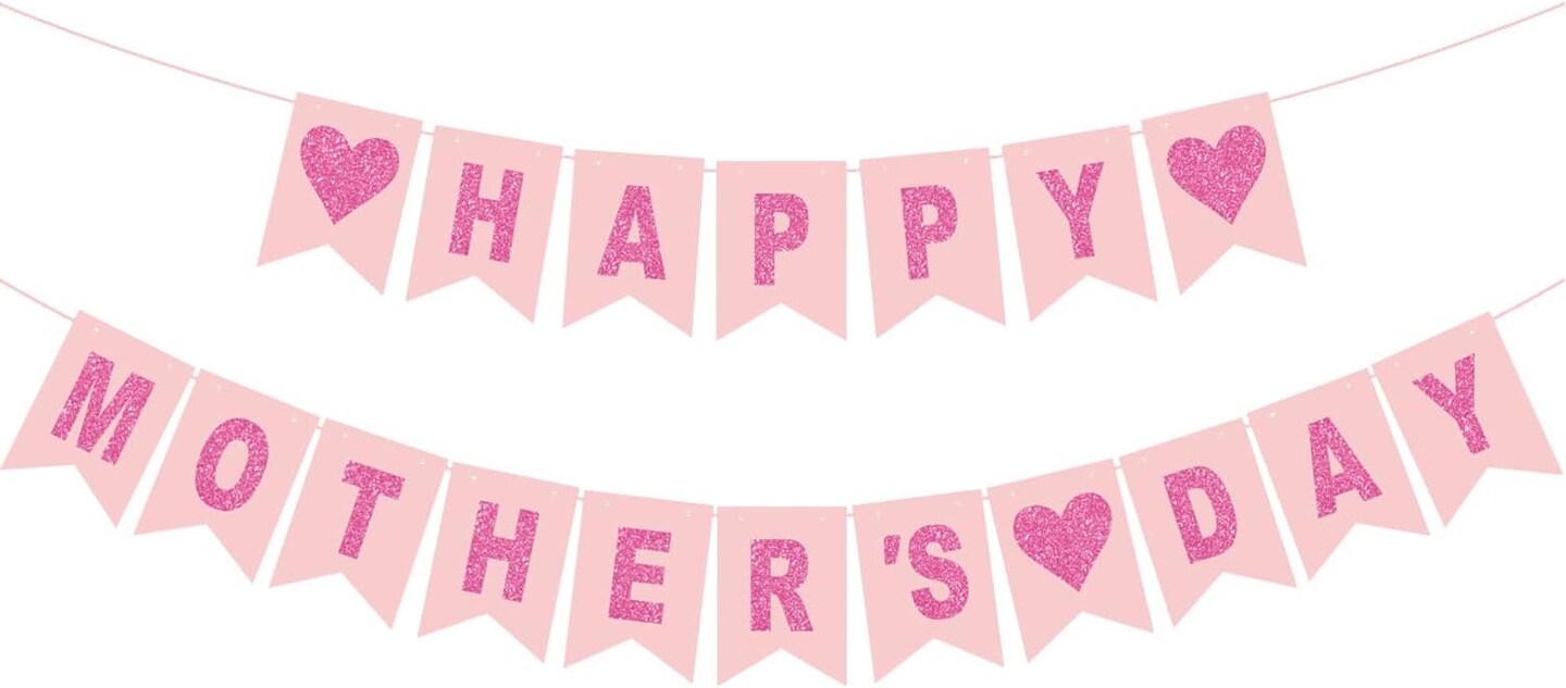 Happy Mother&#x27;s Day Banner Pink Rose