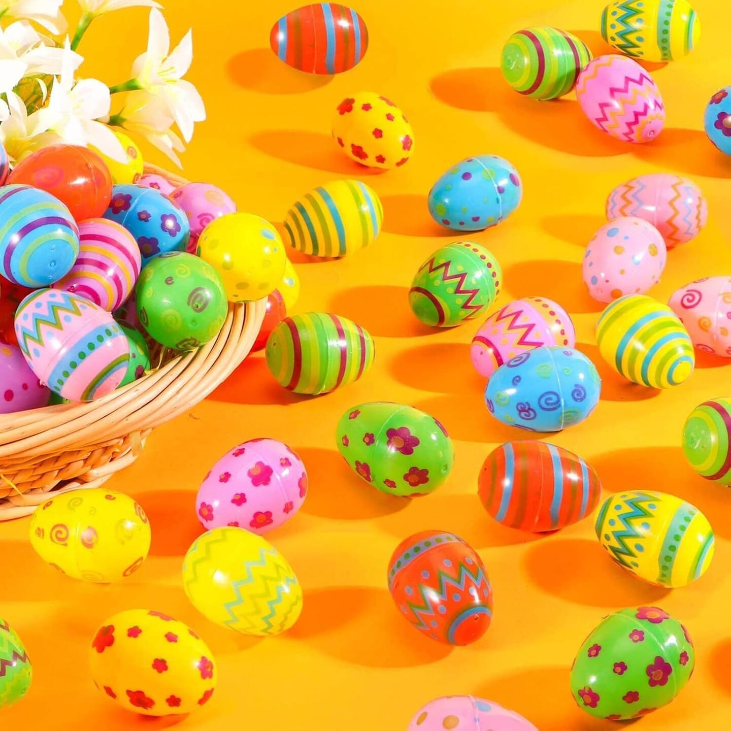 36PCS Plastic Easter Eggs Bulk, Fillable Painted Easter Egg Decoration, Easter Basket Stuffer for Easter Egg Hunt, Classroom Prize Supplies, Filling Treats and Party Favor