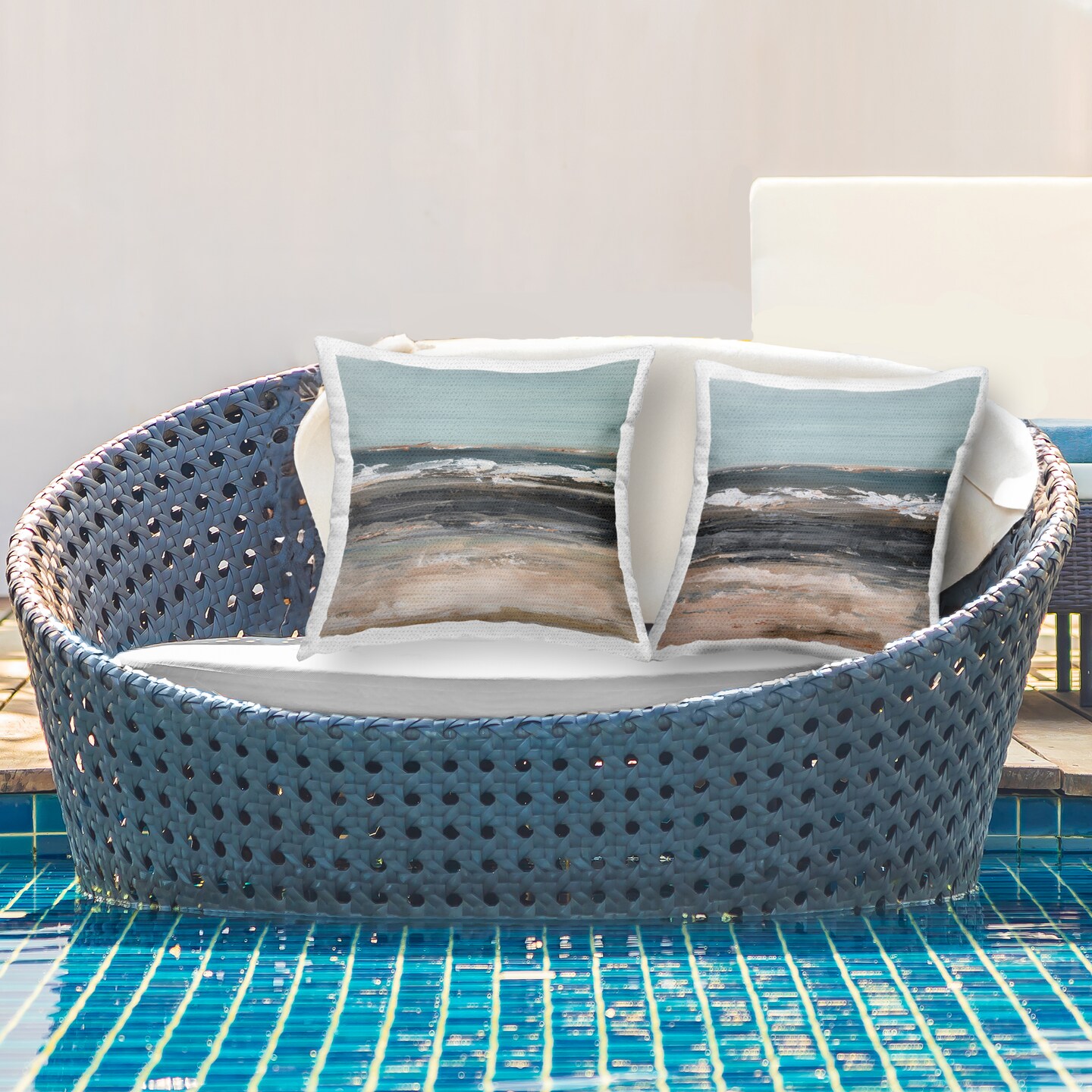 Stupell Industries Summer Waves Abstract 2pc Outdoor Printed Throw Pillow Set Design by Ethan Harper, 18 x 7 x 18