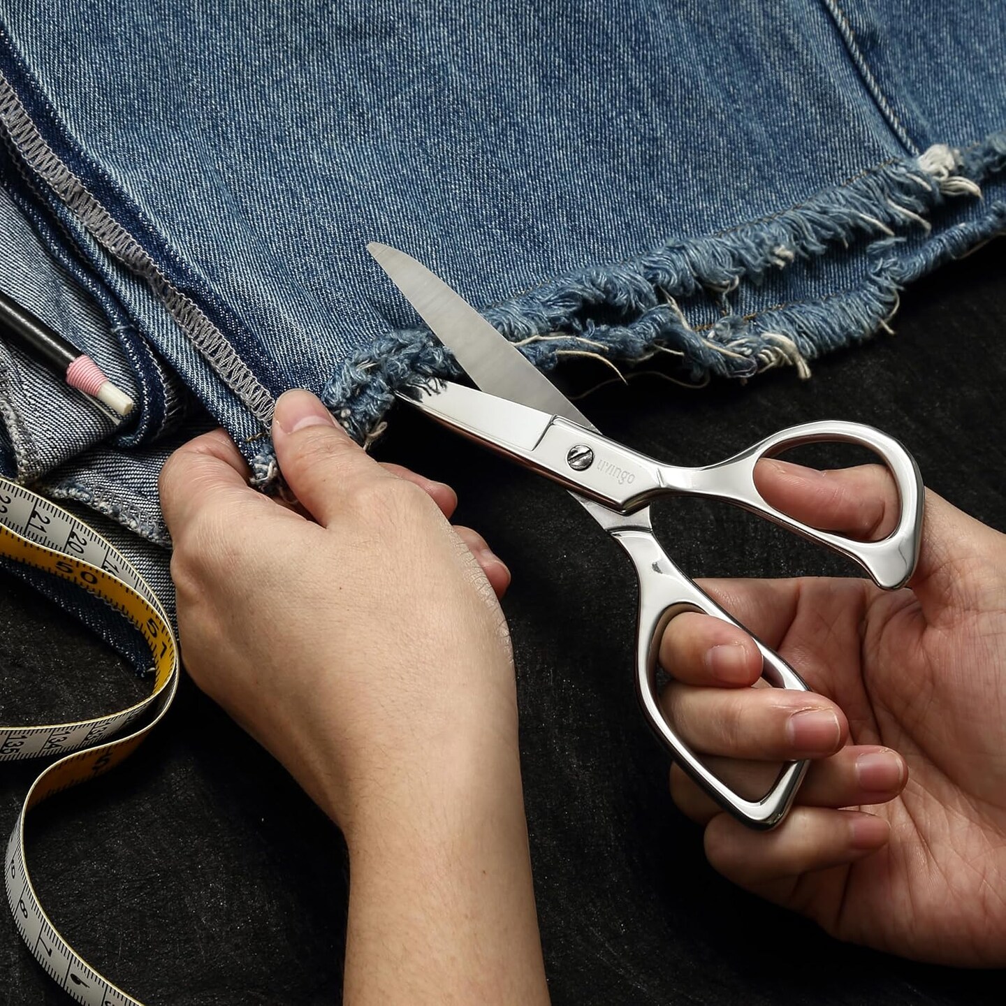 Sharp Tailor Fabric Scissors - 7" Professional Forged Stainless Steel Heavy Duty Sewing Metal Shears All Purpose, Crafting Scissors for Dressmaking Denim Canvas Cloth Leather and Felt