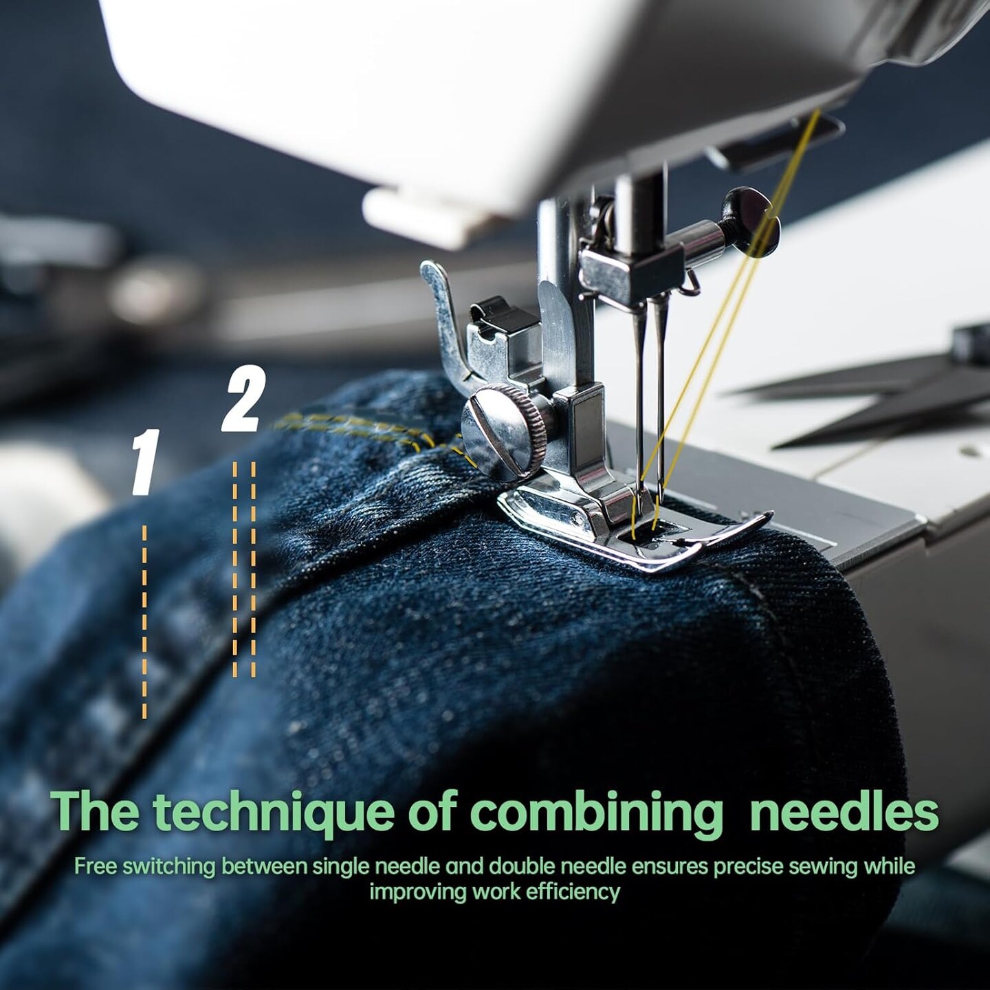 Weaving everything: Beginner sewing machine, portable packaging, 16 different thread types, adjustable sewing speed, small sewing machine with two needle types, foot pedal (White)