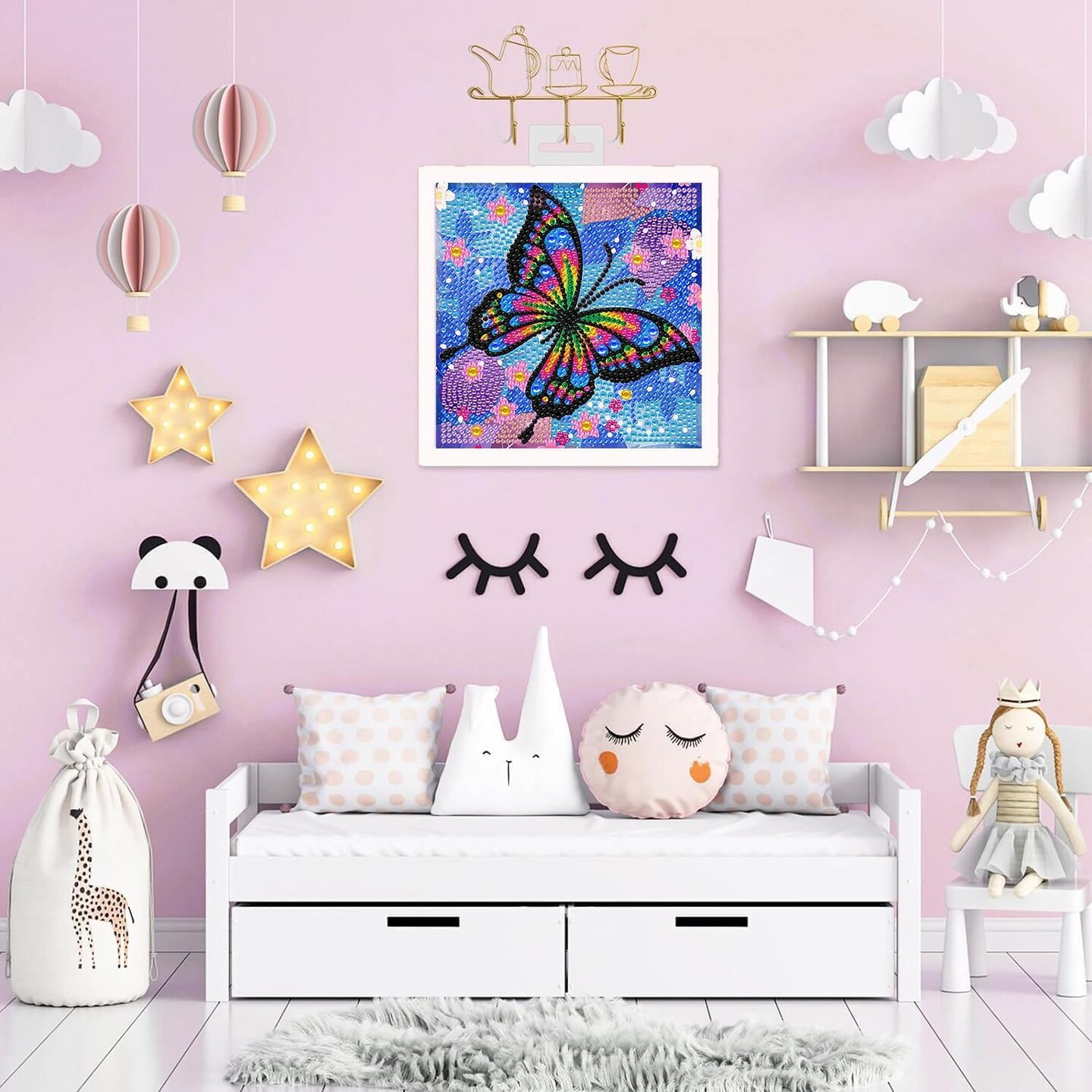 Butterfly Diamond Art Kits for Kids-Butterfly Diamond Art Painting Kits for Kids with Frame