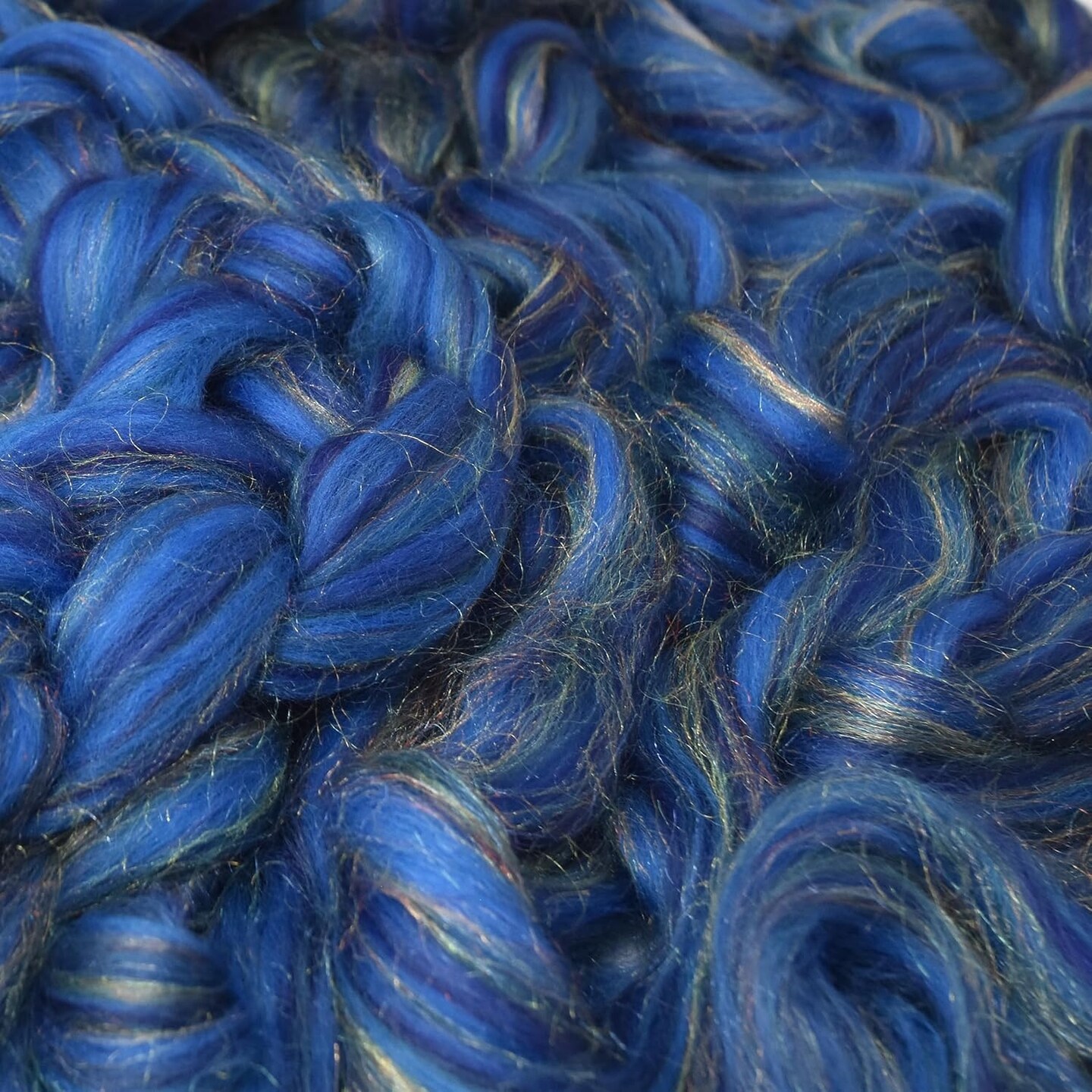 Designer Blend Corriedale, Sparkling Nylon Top Roving. Fancy, Colorful, Exotic - Limited Edition. Phasian
