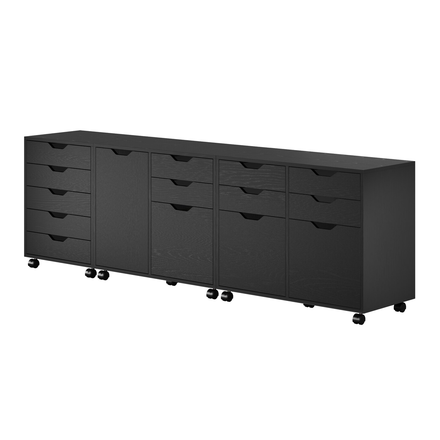 Contemporary Home Living 3-Piece Storage Cabinet Set with File Drawer - 32&#x22; - Black