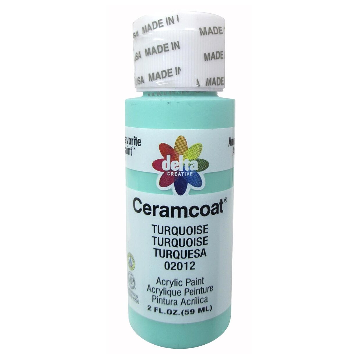Delta Ceramcoat Acrylic Paint 2oz Turquoise – Multi-Surface Craft & Wood Paint for Painting Supplies, Canvas, DIY Projects, Artists & Hobbyists