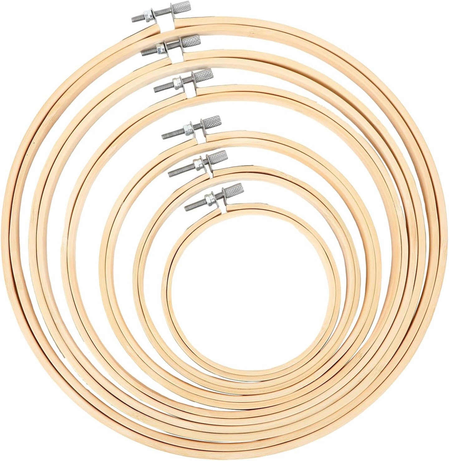 6 Pieces Embroidery Hoops Adjustable Circle Cross Stitch Hoop Ring 4 inch to 10 inch Bulk Round Embroidery Hoop for Art Craft Handy Sewing and Christmas Decoration