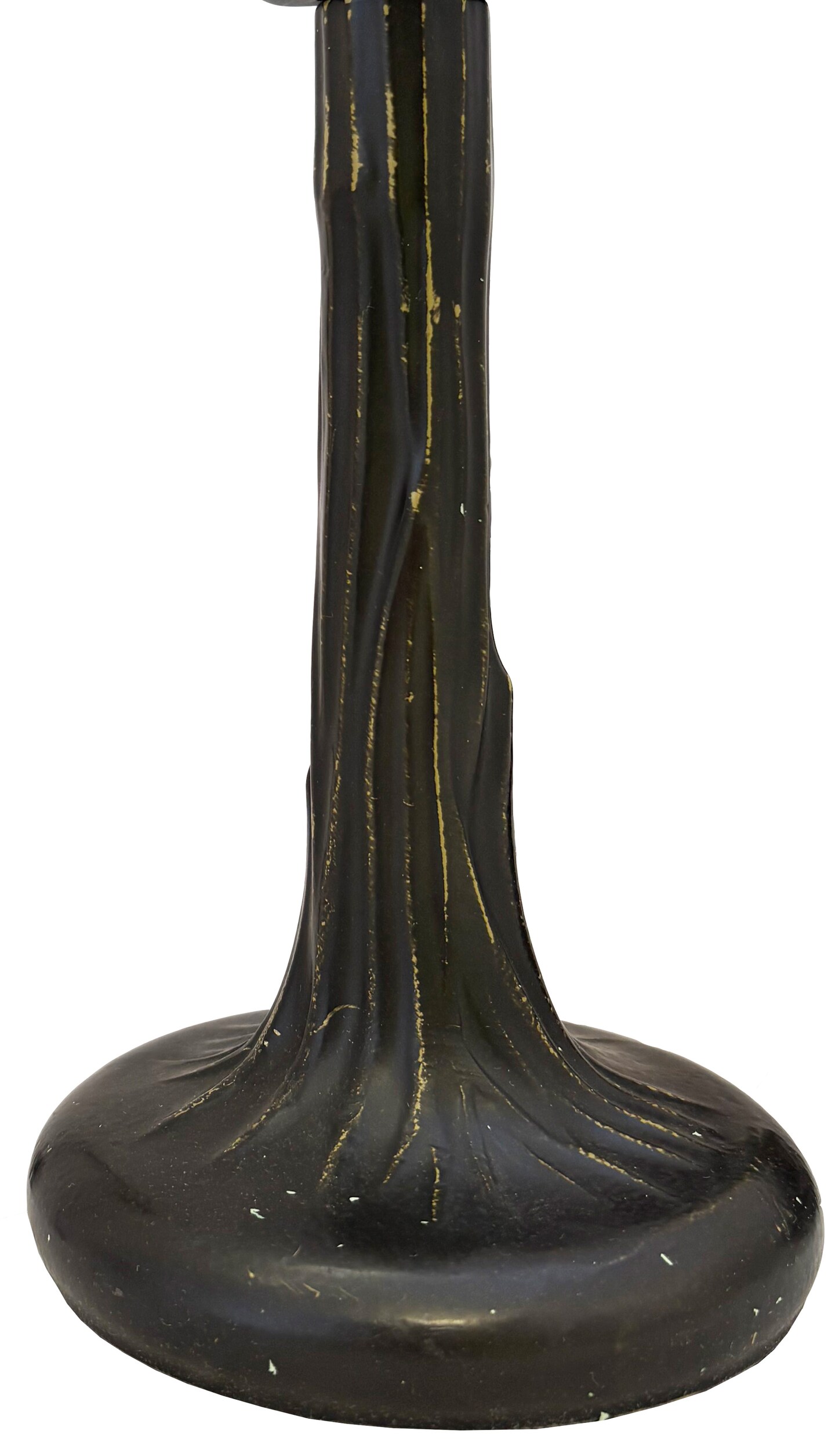 Tree Trunk Metal Lamp Base, Dark Bronze Finish With Gold Highlights, Nicely Weighted, 13" Tall
