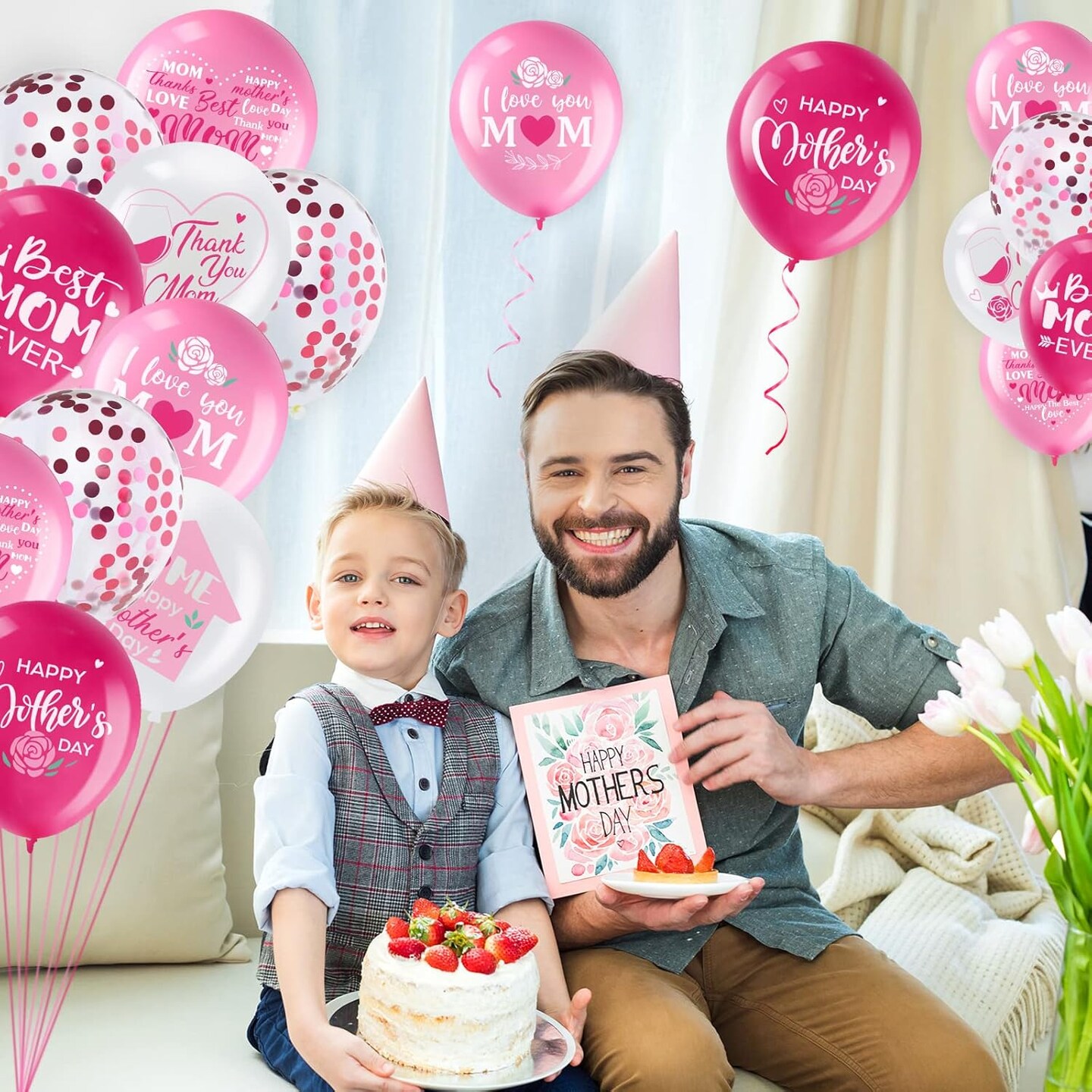 50 Pcs 12inch Happy Mother&#x27;s Day Balloons Party Decorations Supplies, I Love You Best Mom Ever Thanks Giving Party Latex Balloons for Mother&#x27;s Day Party Mother Birthday Party Favors