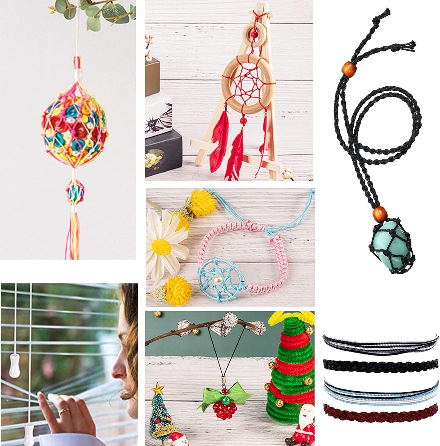 480 Yard 1mm Nylon String Chinese Knotting Cord 20 Colors Nylon Thread Kumihimo Macrame Thread Braided Beading String Cord Blinds Lift Cord for Macrame Friendship Bracelet Hair Decor