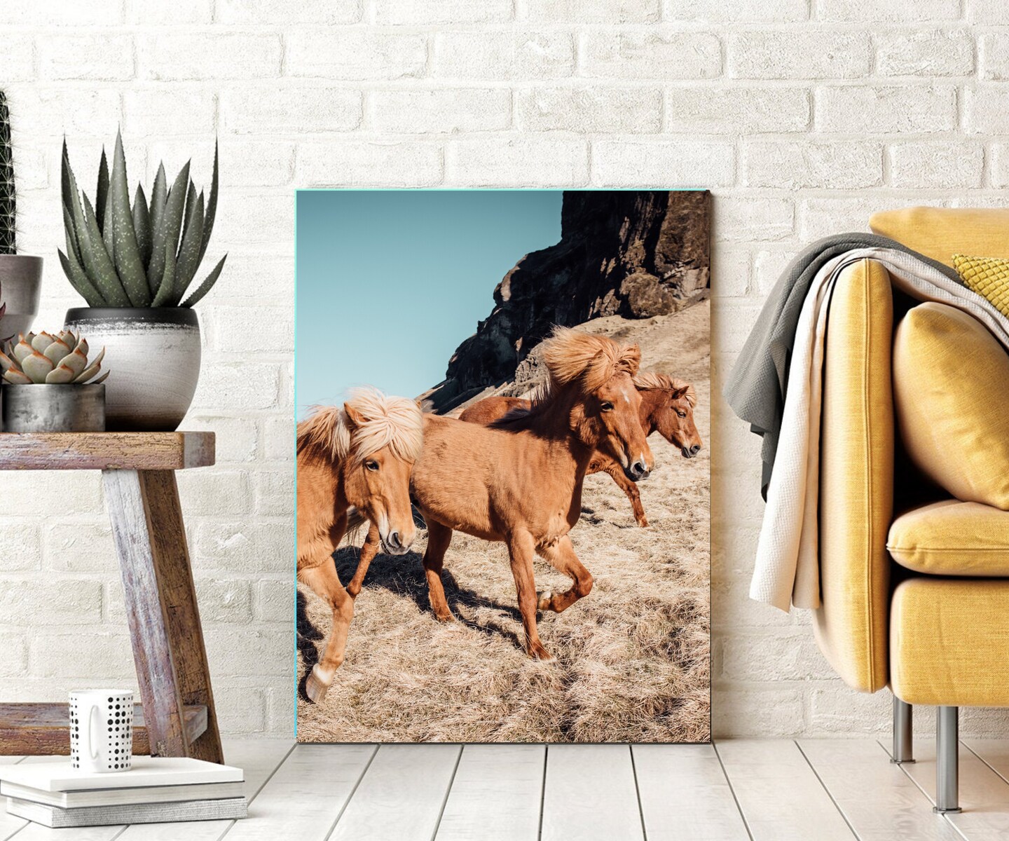 Running Horses Wall for Wall D&#xE9;cor Classic Framed Canvas
