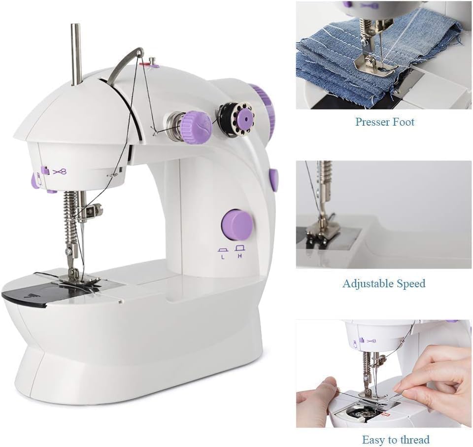 Sewing Machine, Portable Sewing Machine for Beginners Adult, Electric Crafting Speed Crafting Mending Machine Electric Overlock Sewing Machines for Sewing of Silks, Denim, Wool, Leather