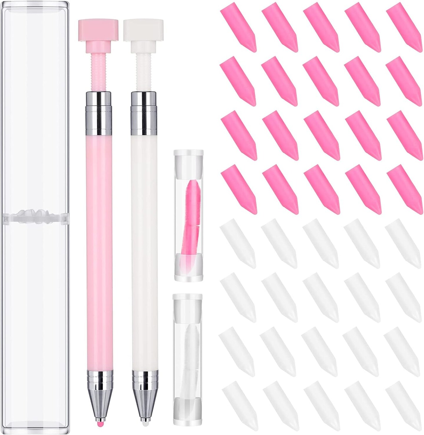 2-Pc Diamond Painting Pens with 40 Wax Refills for DIY Beads and Gems