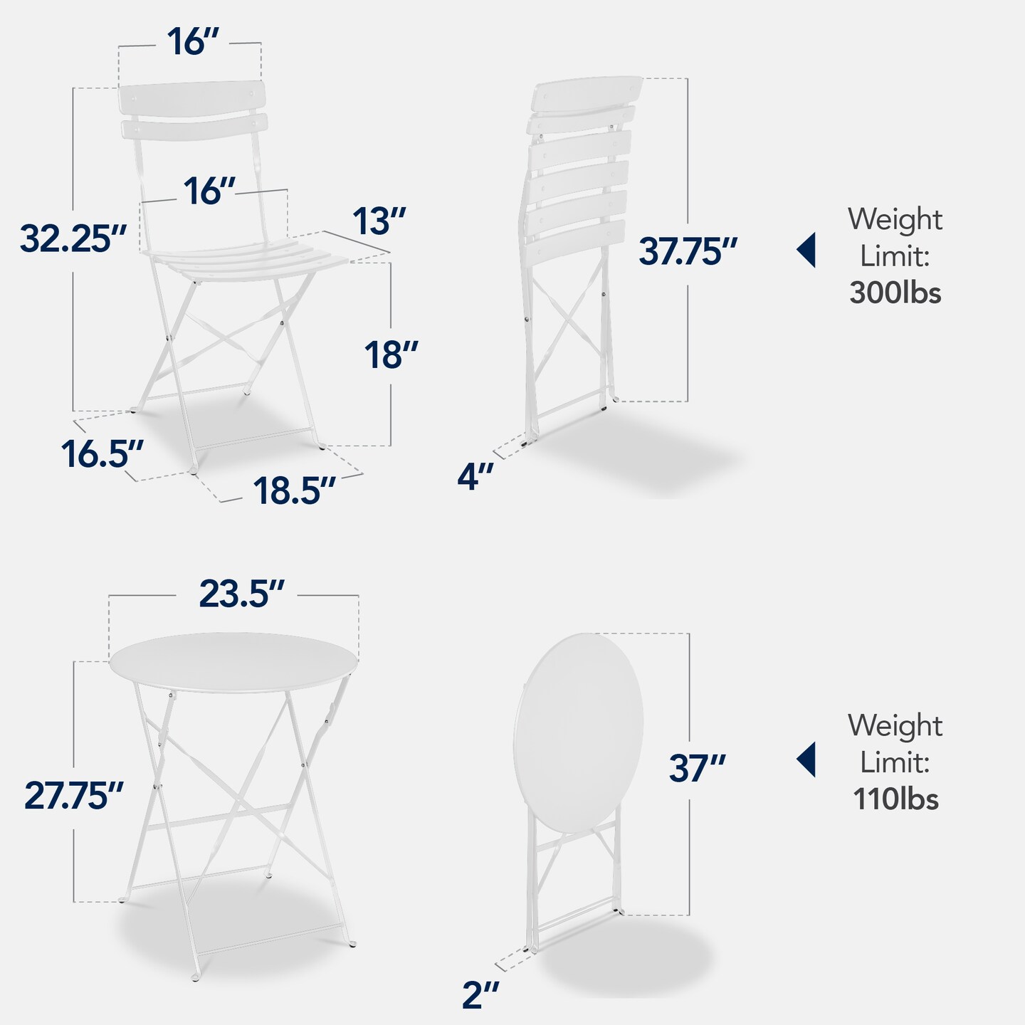Best Choice Products 3-Piece Small Bistro Set, Folding Patio Furniture Set of 2 Chairs and Table
