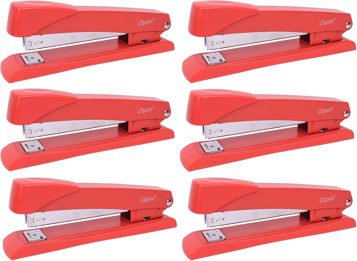 Red Stapler with 2000 Staples Full Desk Size (Pack of 6)