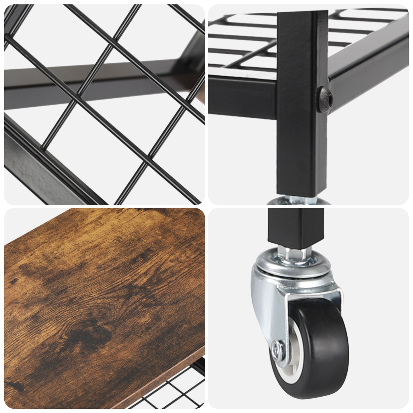 2 Tier Printer Stand with Storage Shelf Wheels Rolling Printer Holder Table Stand