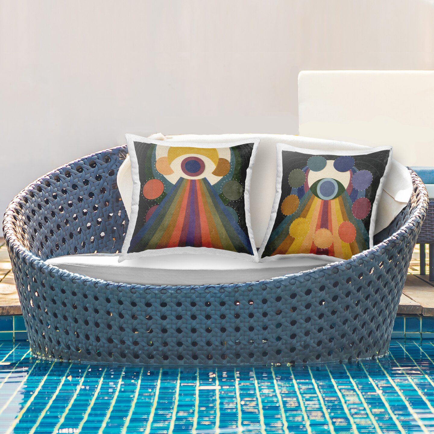 Stupell Industries Spiritual Eye Boho Shapes 2pc Outdoor Printed Throw Pillow Set Design by Victoria Barnes, 18 x 7 x 18