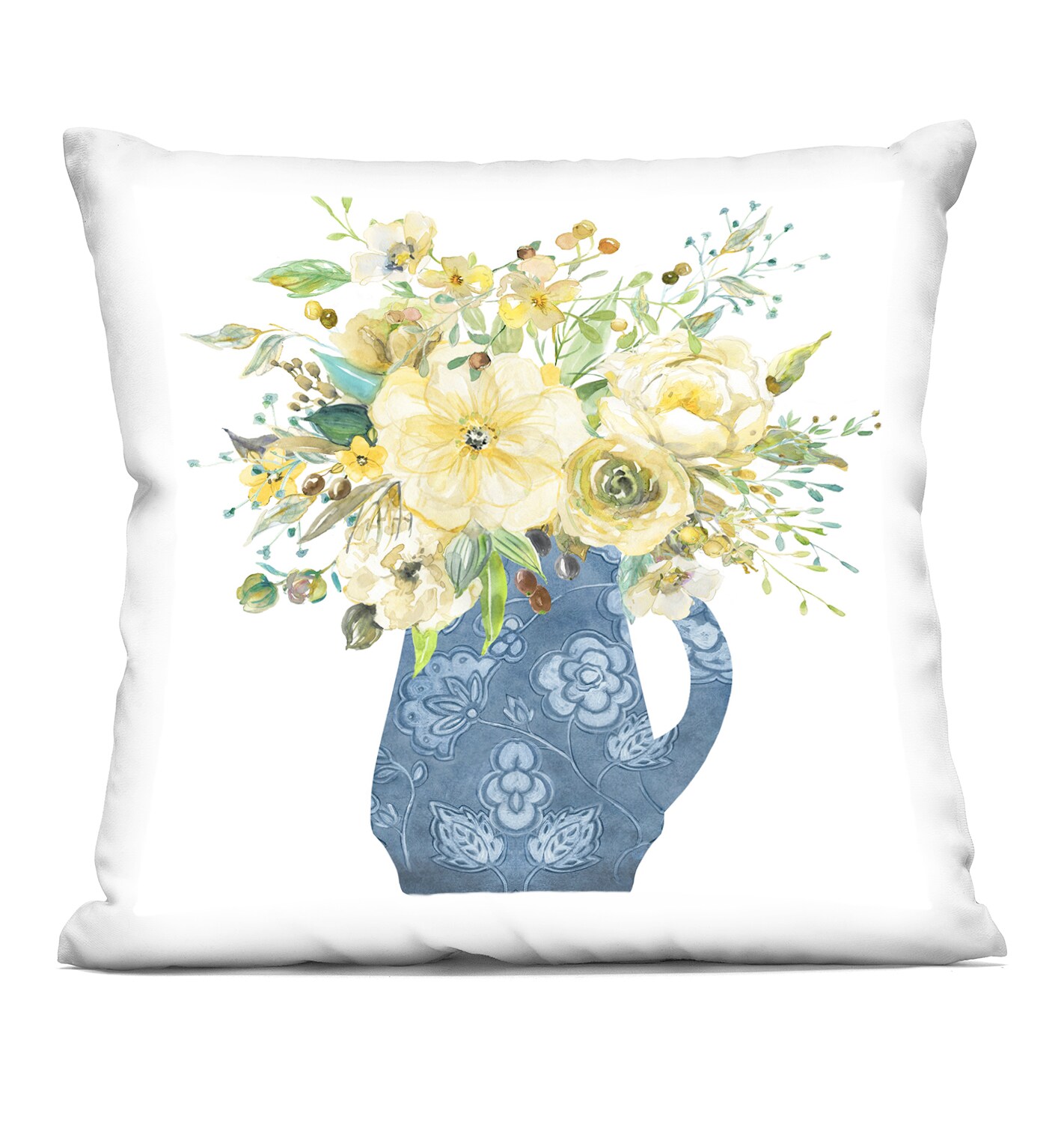 Stupell Industries Yellow & Blue Flower Vase Decorative Printed Throw Pillow Design by Carol Robinson, 18 x 7 x 18