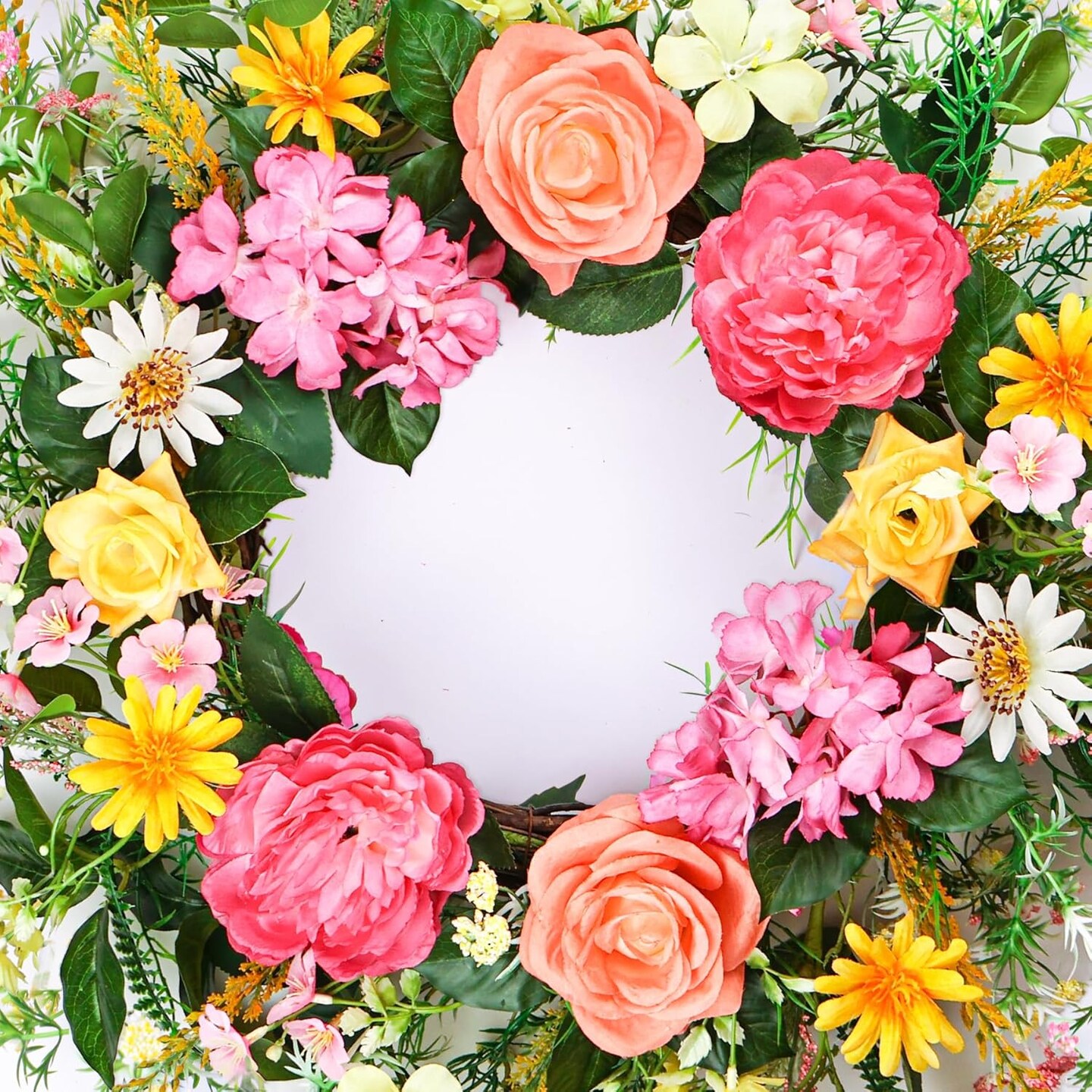 Spring Floral Peony Wreaths with Greenery Leaves