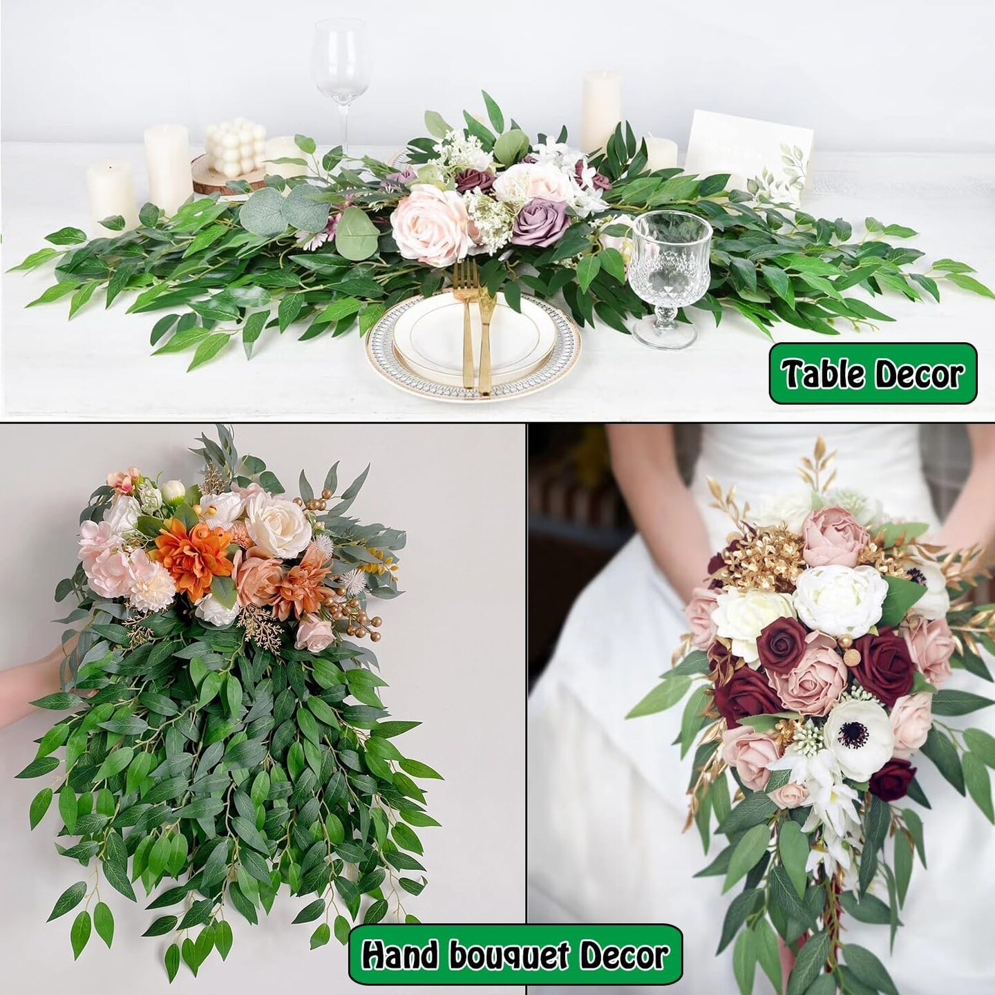 20 Artificial Italian Ruscus Greenery Stems for Wedding & Home Decor