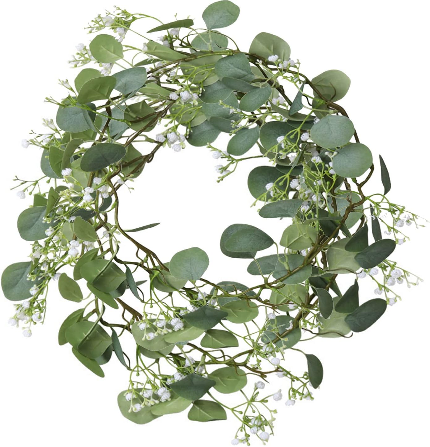 4-Pack 5.57 Ft Artificial Eucalyptus Garland with Baby’s Breath Flowers