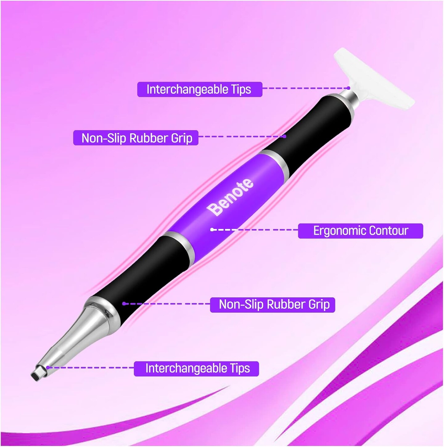 Diamond Art Painting Pen, Upgrade Dual Rubber Metal Screw In Tip Round And Square Drill Pen