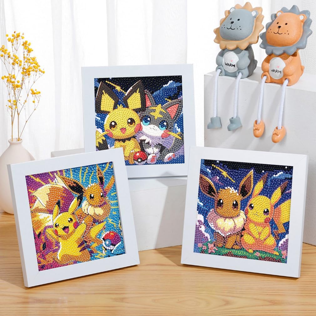4 Packs DIY Cartoon Diamond Art Kits for Adults, Diamond Arts Mosaic Kits for Beginner DIY Diamond Painting Kits
