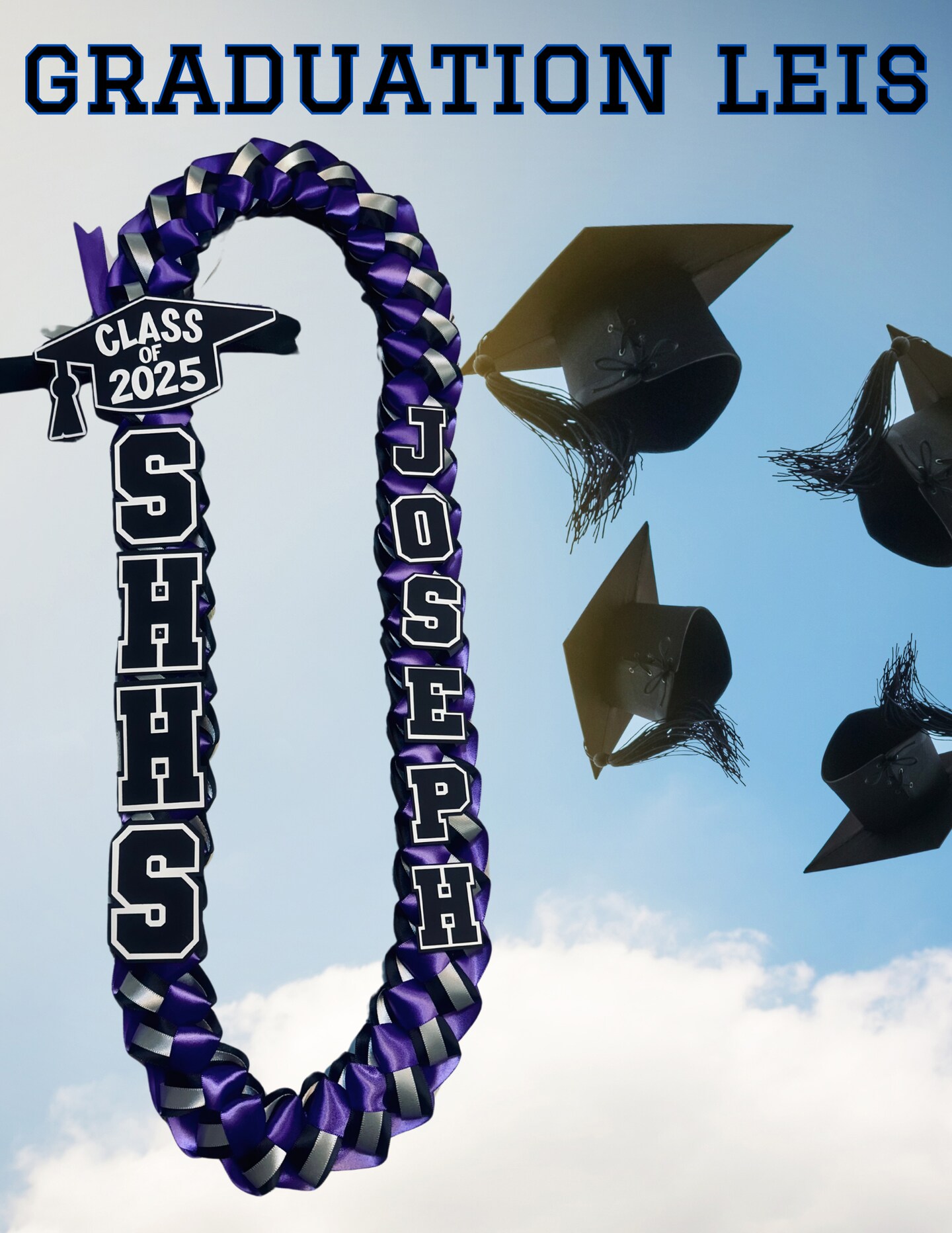 2025 Graduation Lei  Customizable Satin Ribbon Lei with Name and School | Handmade Soft Keepsake | Class of 2025 Personalized Gift 446434395785674752