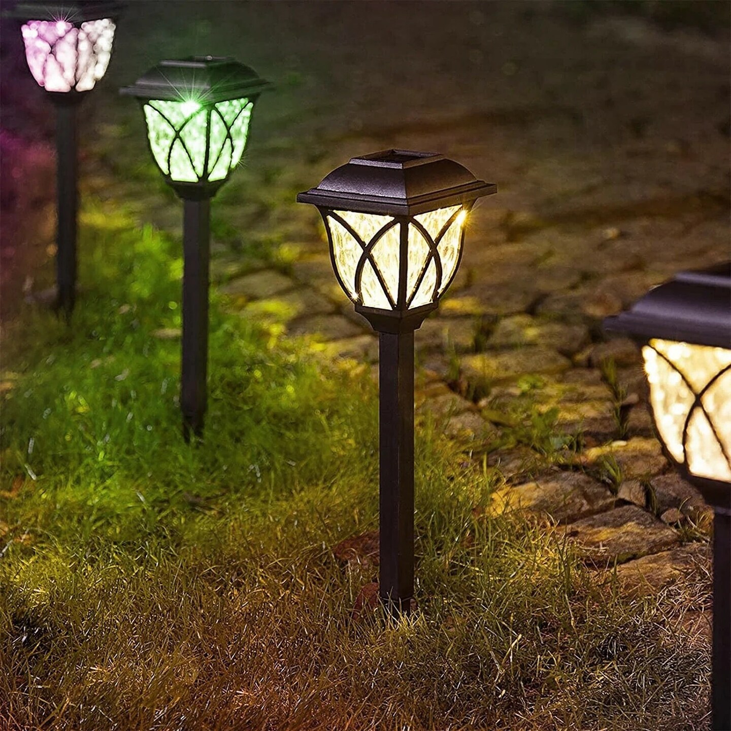 Solar Outdoor Garden Lights Led Stakes Landscape Yard Lawn Decorative Lights, Colored Lights