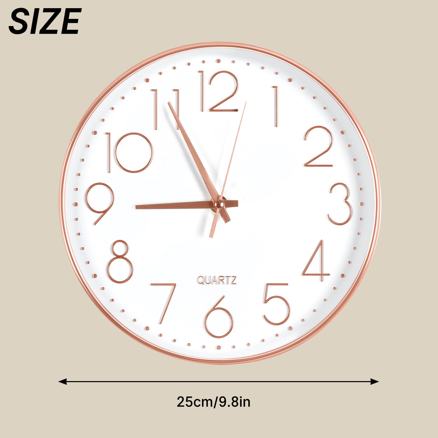 Modern 9.8-Inch Silent Wall Clock – Minimalist Design, Battery Operated