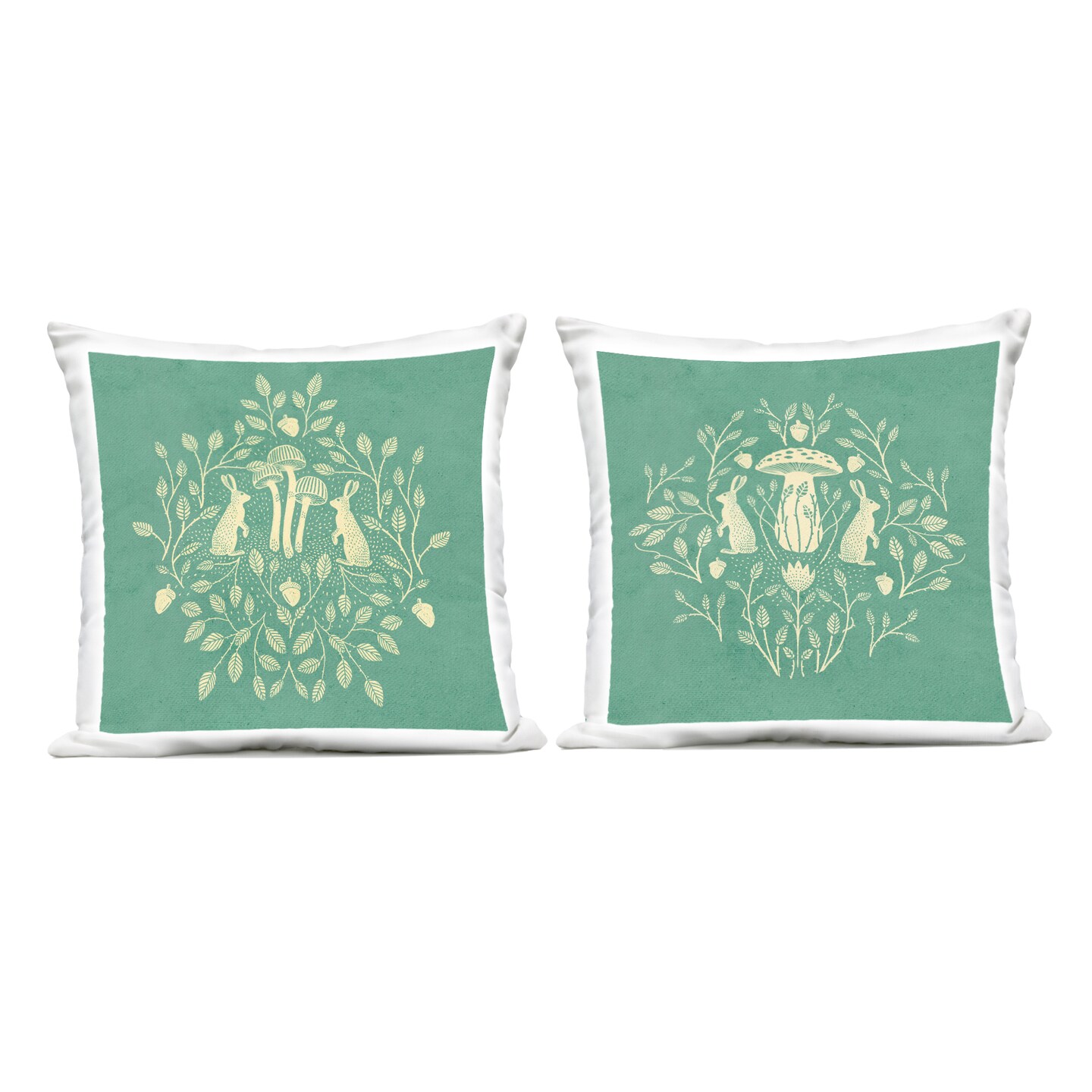 Stupell Industries Boho Symmetrical Rabbits 2pc Outdoor Printed Throw Pillow Set Design by Katie O'Shea, 18 x 7 x 18