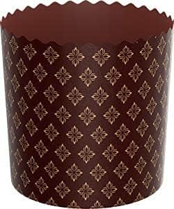 9 oz Easter Bread Forms Paska Mold Kulich |25 pack| Easter Bread Paper Mold - Panettone Paper Mold - Brown Design W 3.55 x H 3.35-In
