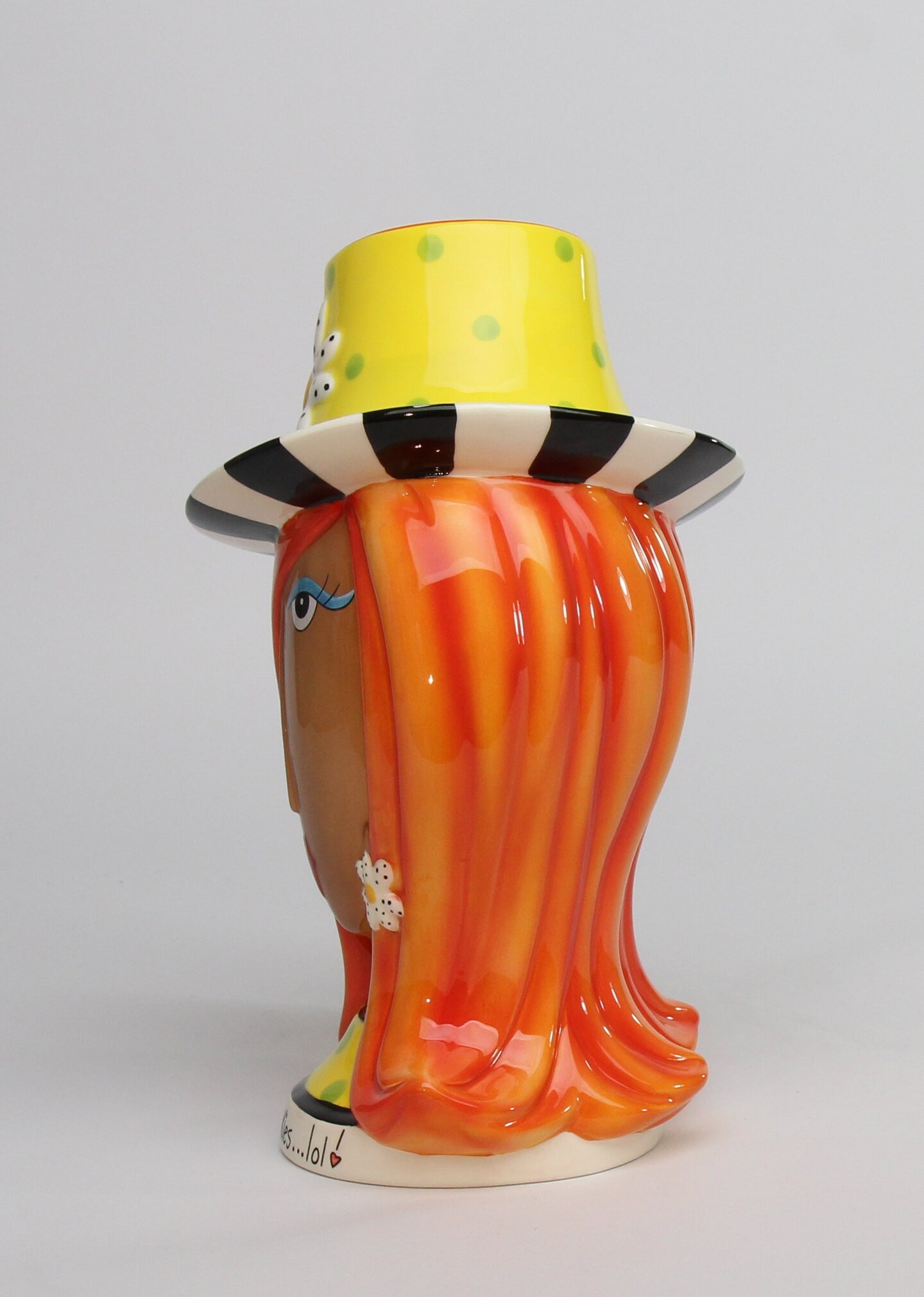 Ceramic African American Lady Daisy Flower Hat Cookie Jar, Home D&#xE9;cor, Gift for Her, Mom, Friend, or Coworker, Kitchen D&#xE9;cor