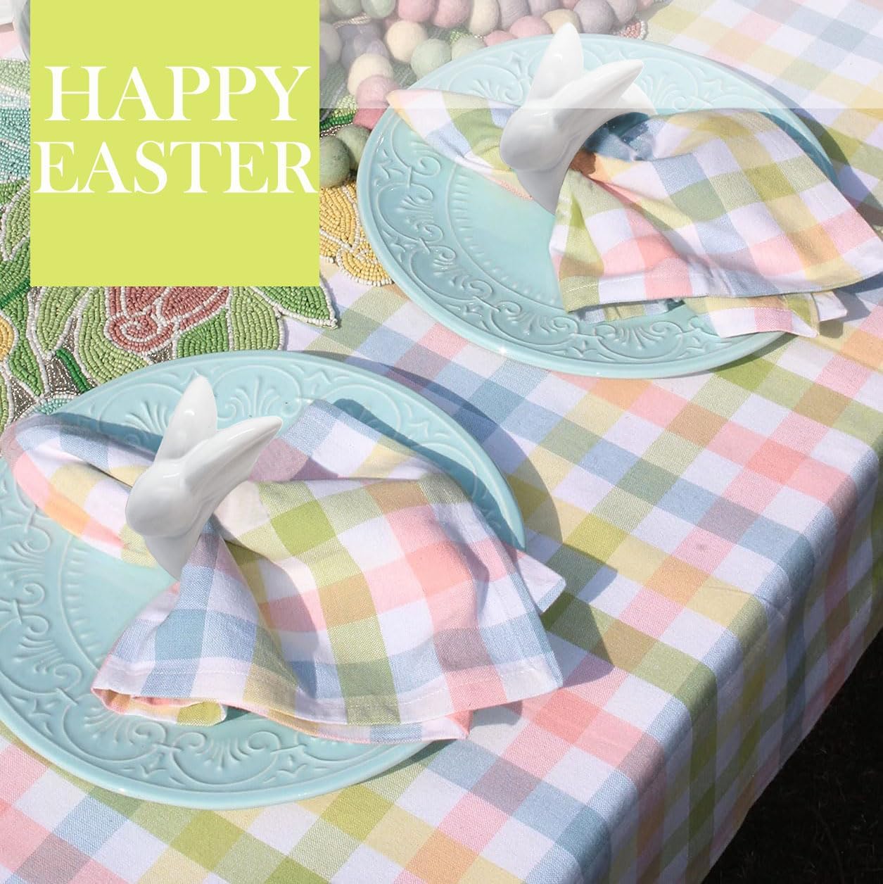 Set of 4 Porcelain Rabbit Napkin Rings – Vintage White Easter Bunnies