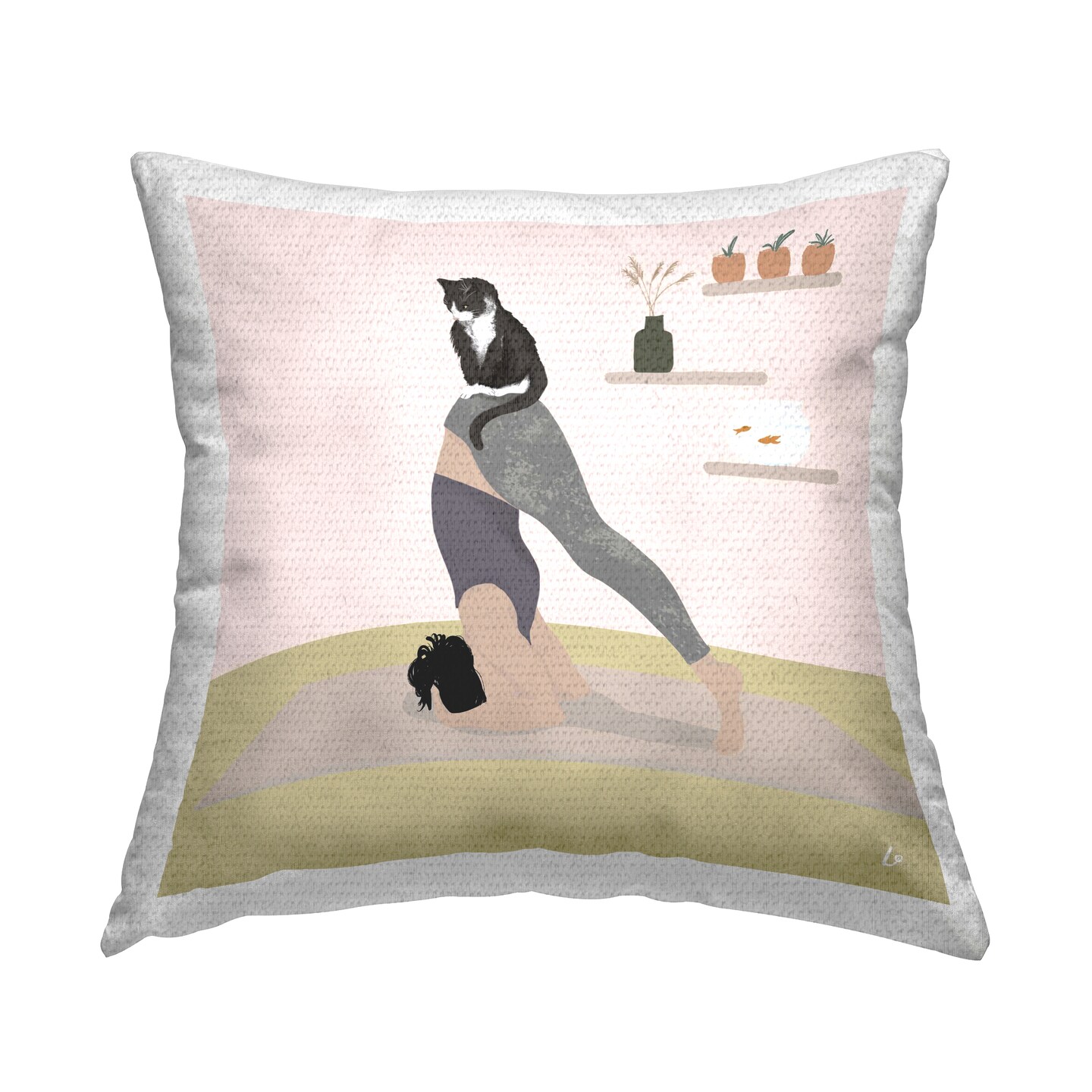 Stupell Industries Downward Cat Yoga Pose Outdoor Printed Throw Pillow Design by Lydia Orange, 18 x 7 x 18
