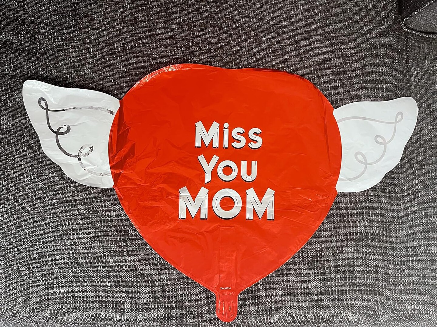 Miss You Mom Heavenly Balloons heart shaped with angel wings (Red)